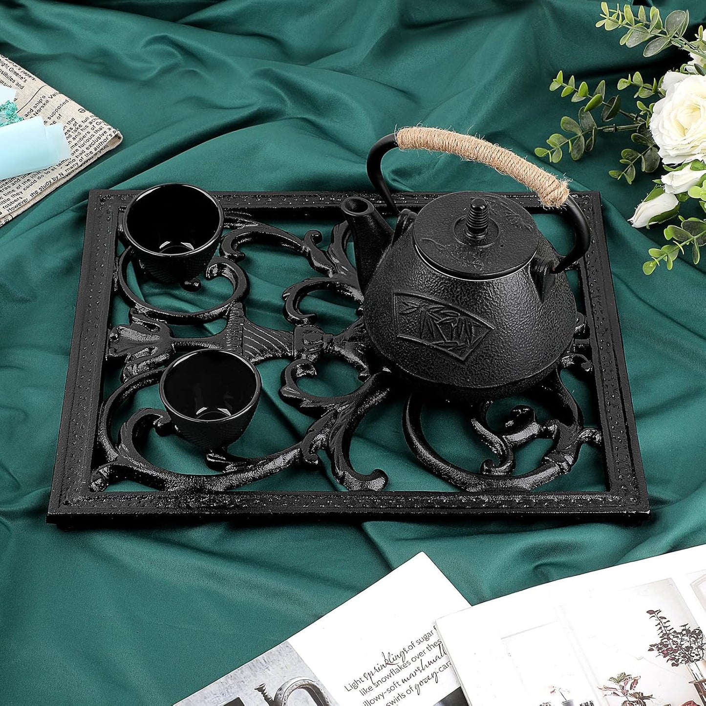 Sumnacon Extra Large Trivets for Hot Dishes,14.9 x 12 Inch Cast Iron Trivet with Rubber Feets,Heat Resistant Trivets
