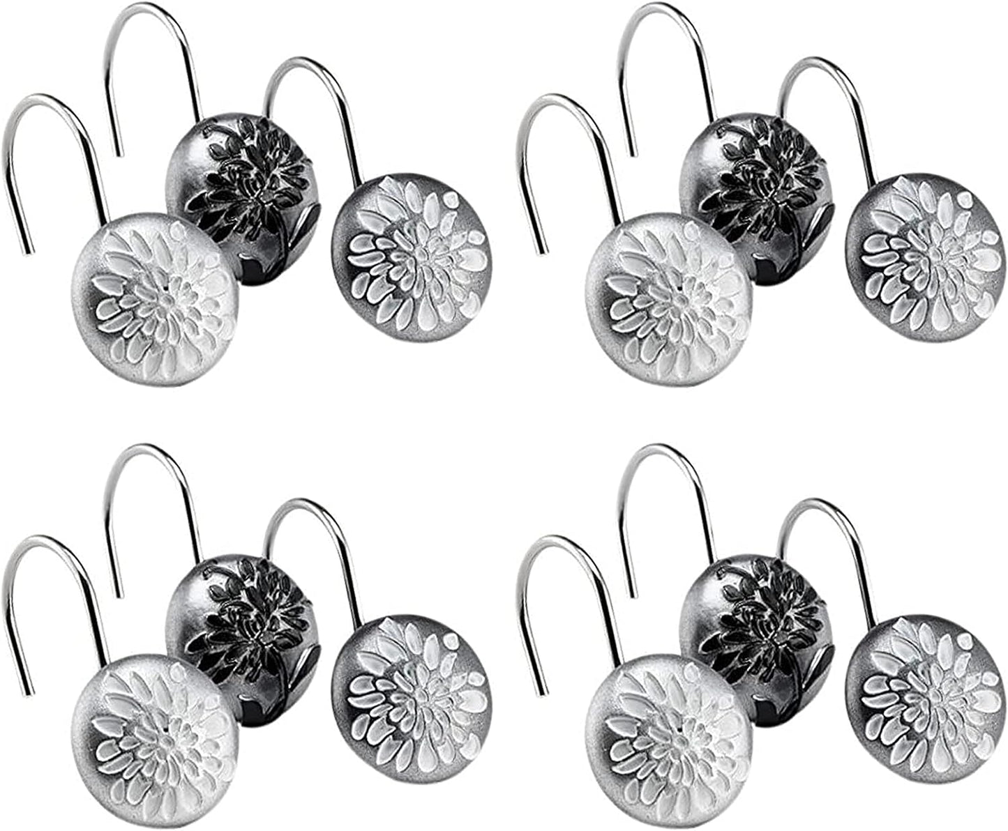 Zahari Home 13pc Erica Bathroom Fabric Shower Curtain Sets Bathroom Shower Curtain & 12 Shower Bathroom Hooks Modern