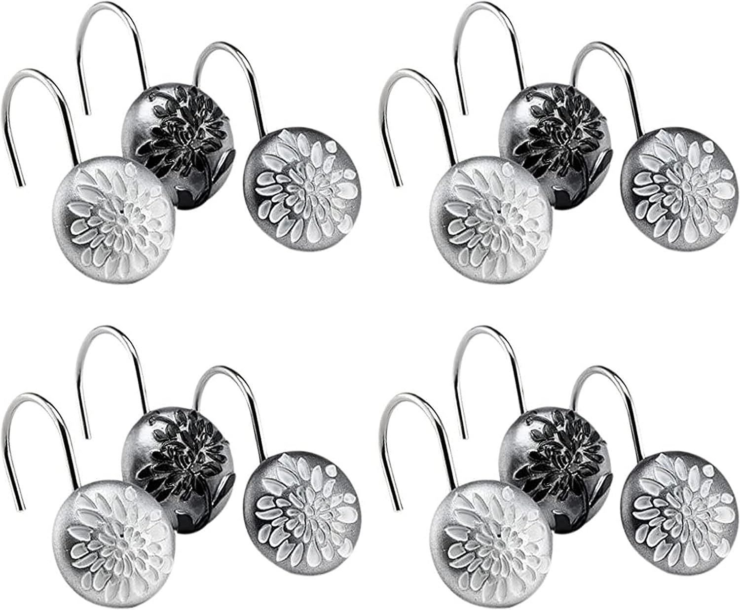 Zahari Home 13pc Erica Bathroom Fabric Shower Curtain Sets Bathroom Shower Curtain & 12 Shower Bathroom Hooks Modern