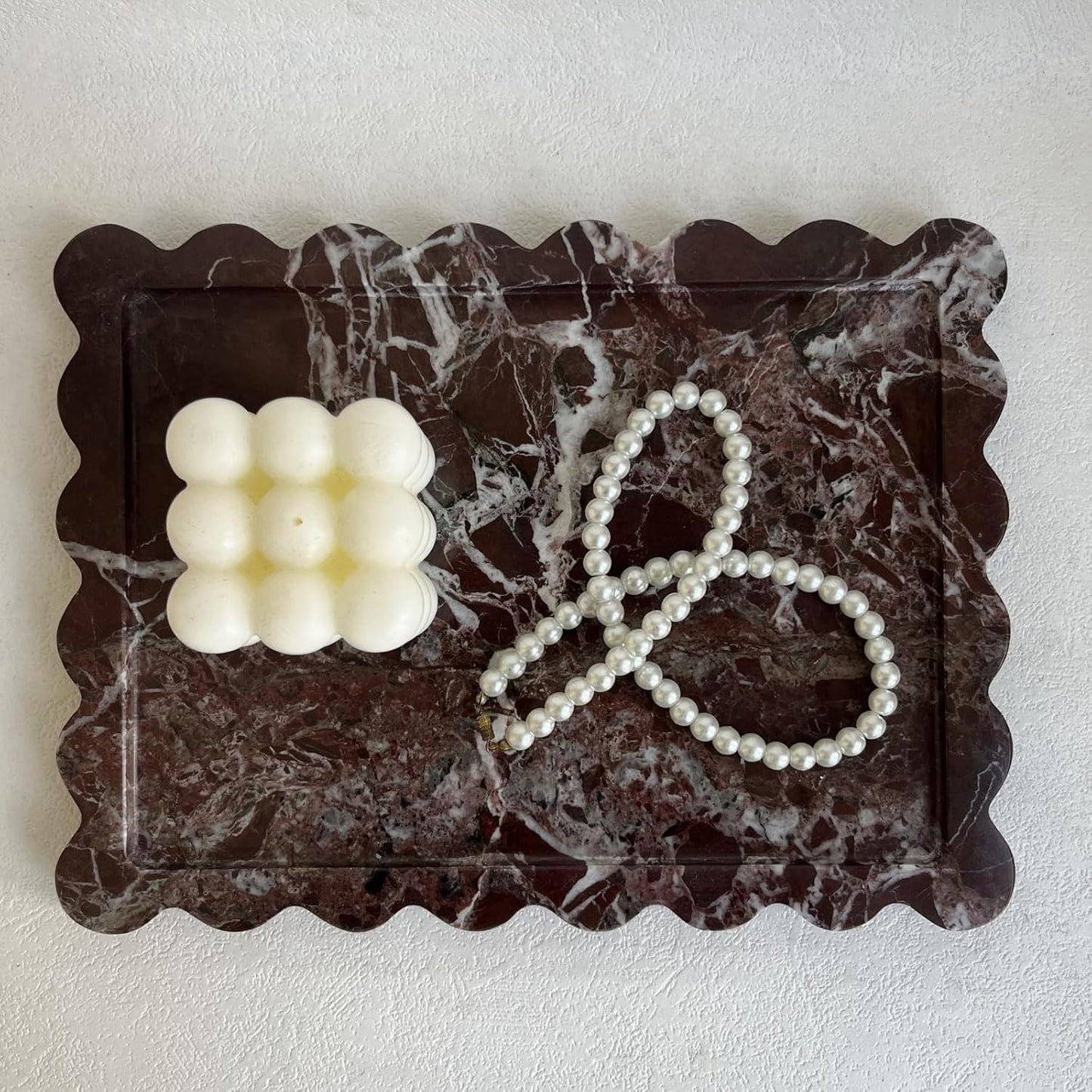 Scalloped Marble Tray / Rosa Levanto / Natural / 10.8 x 8