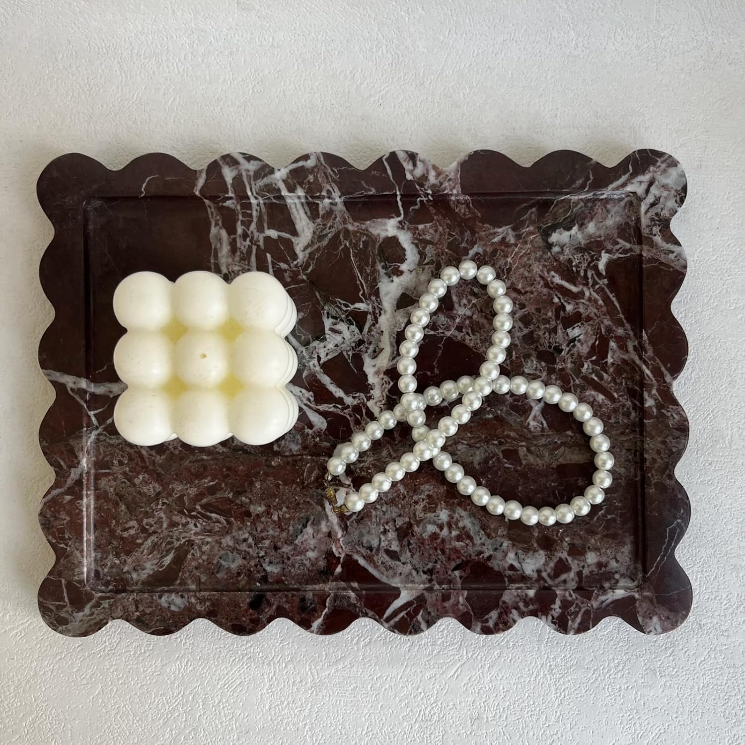 Scalloped Marble Tray / Rosa Levanto / Natural / 10.8 x 8