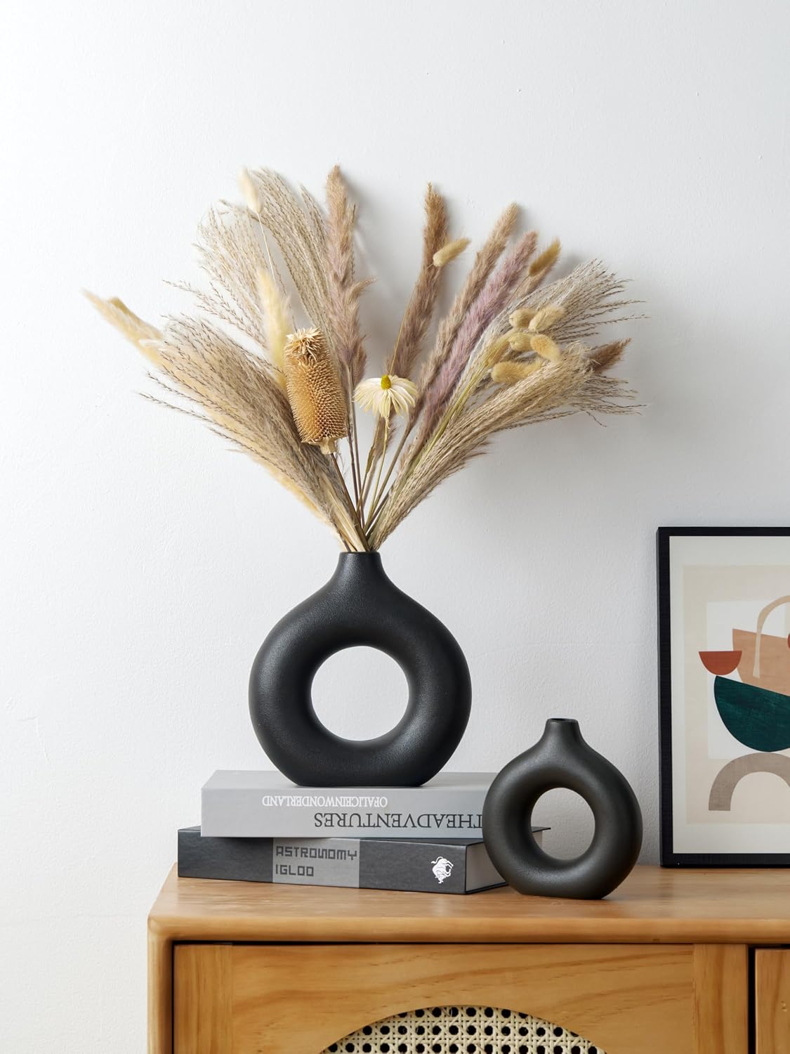 Modern Vase / Modern Donut-Shaped Decorative Vases / Black / Small