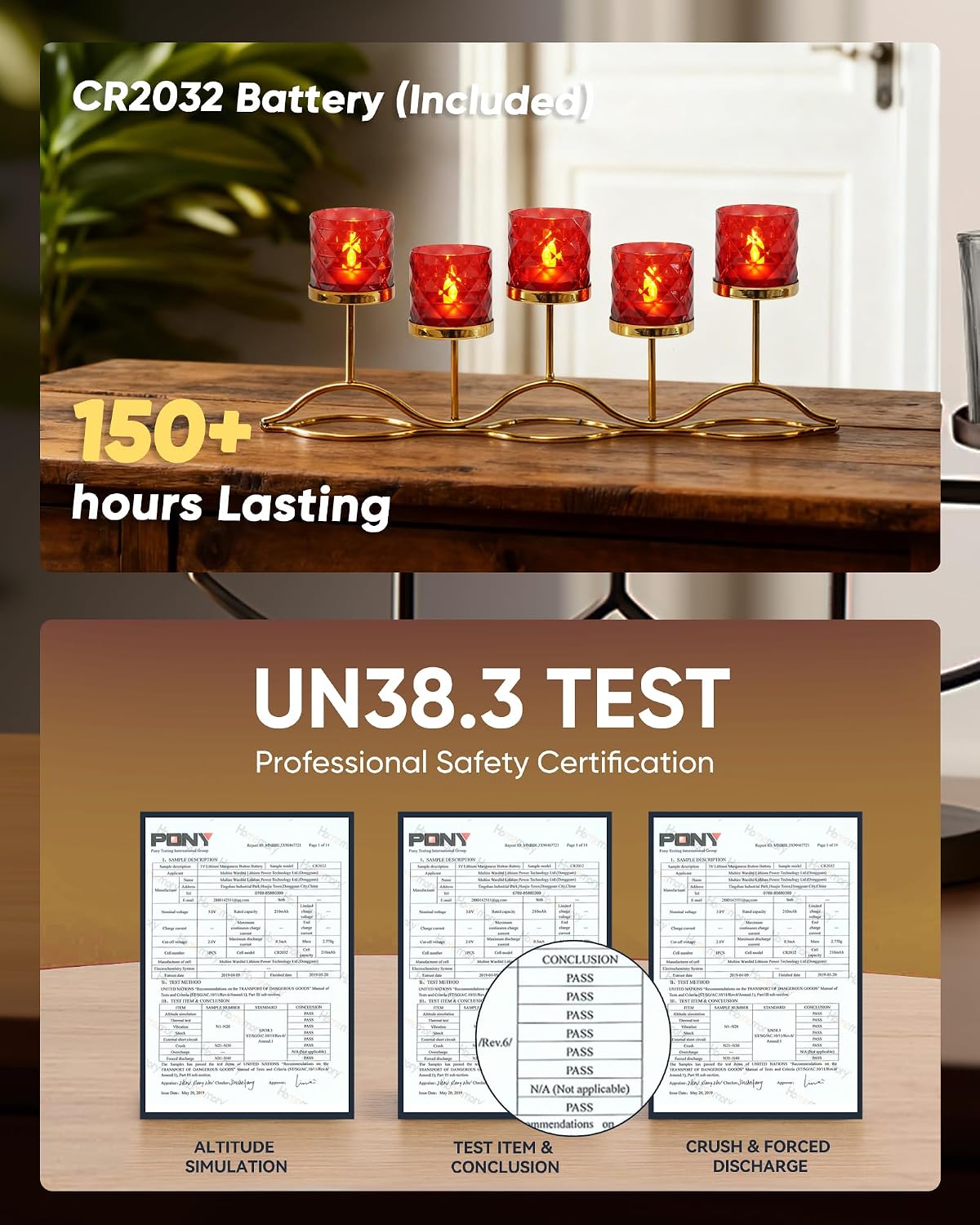 Homemory 2" Red Acrylic Votive Candle & Holders with Auto Timer, 12 Pack | 6h auto timer, flicker Warm White glow