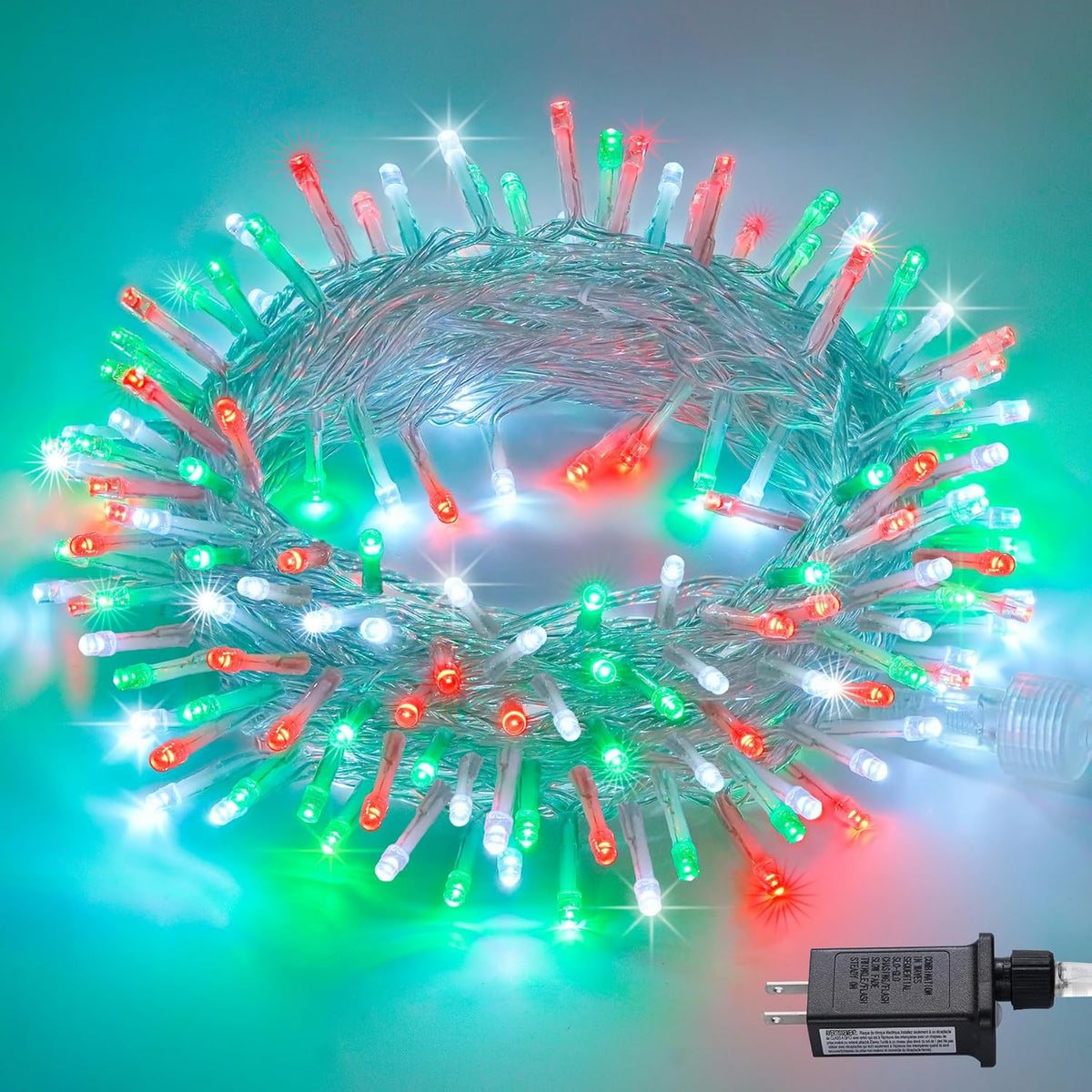 JMEXSUSS 200 LED Red White and Green Christmas Lights Outdoor