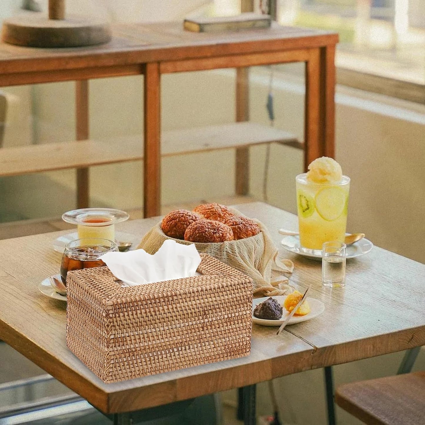 Wicker Decorative Tissue Holder / Large / Yellow