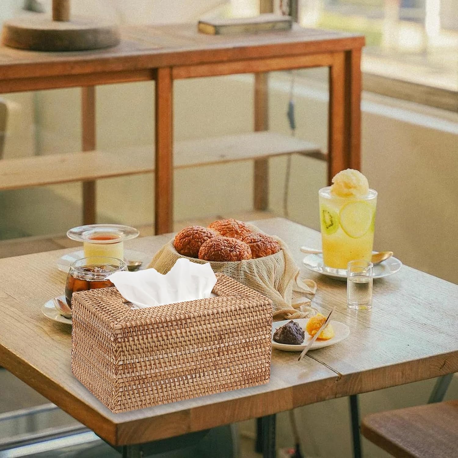 Wicker Decorative Tissue Holder / Large / Yellow