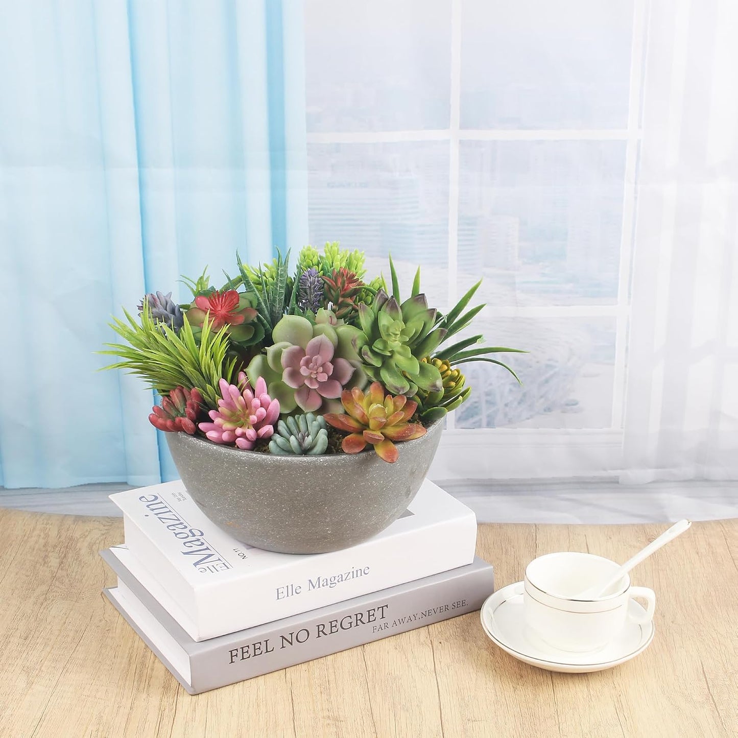 Artificial Succulent Plants Fake Succulents Unpotted Realistic Faux Succulent Face / Set of 24