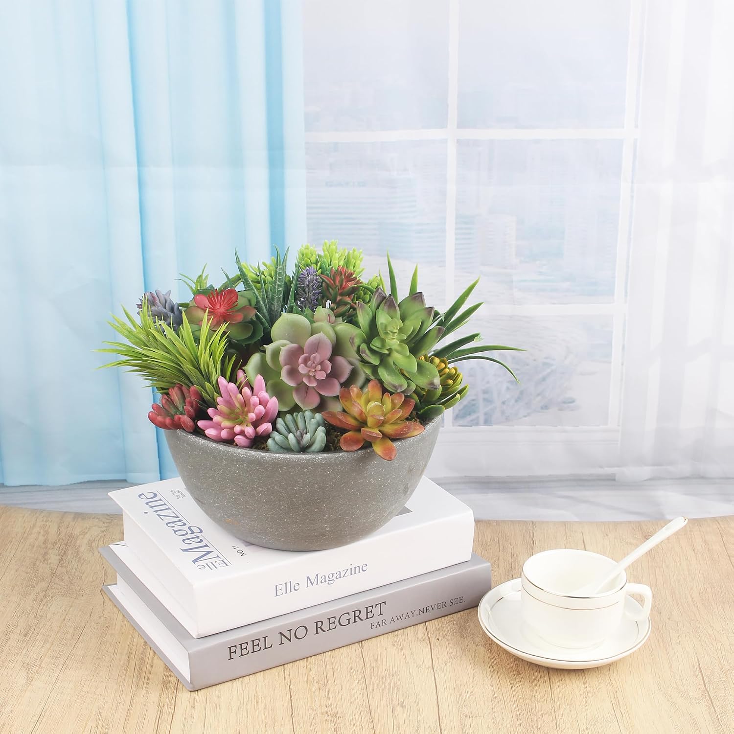 Artificial Succulent Plants Fake Succulents Unpotted Realistic Faux Succulent Face / Set of 24