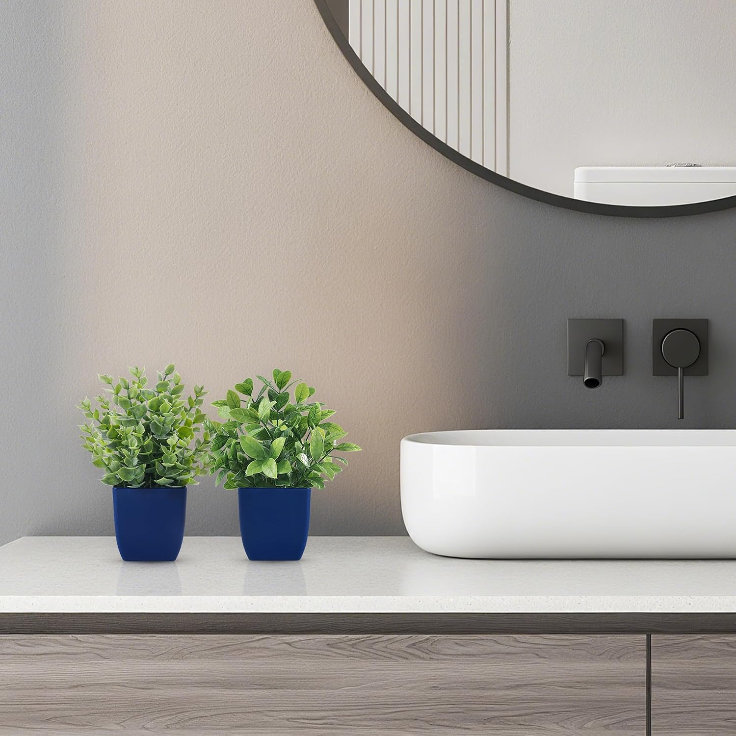 Small Fake Plants Artificial Plants Indoor Office Desk Accessories for Aesthetic / Blue / Set of 4