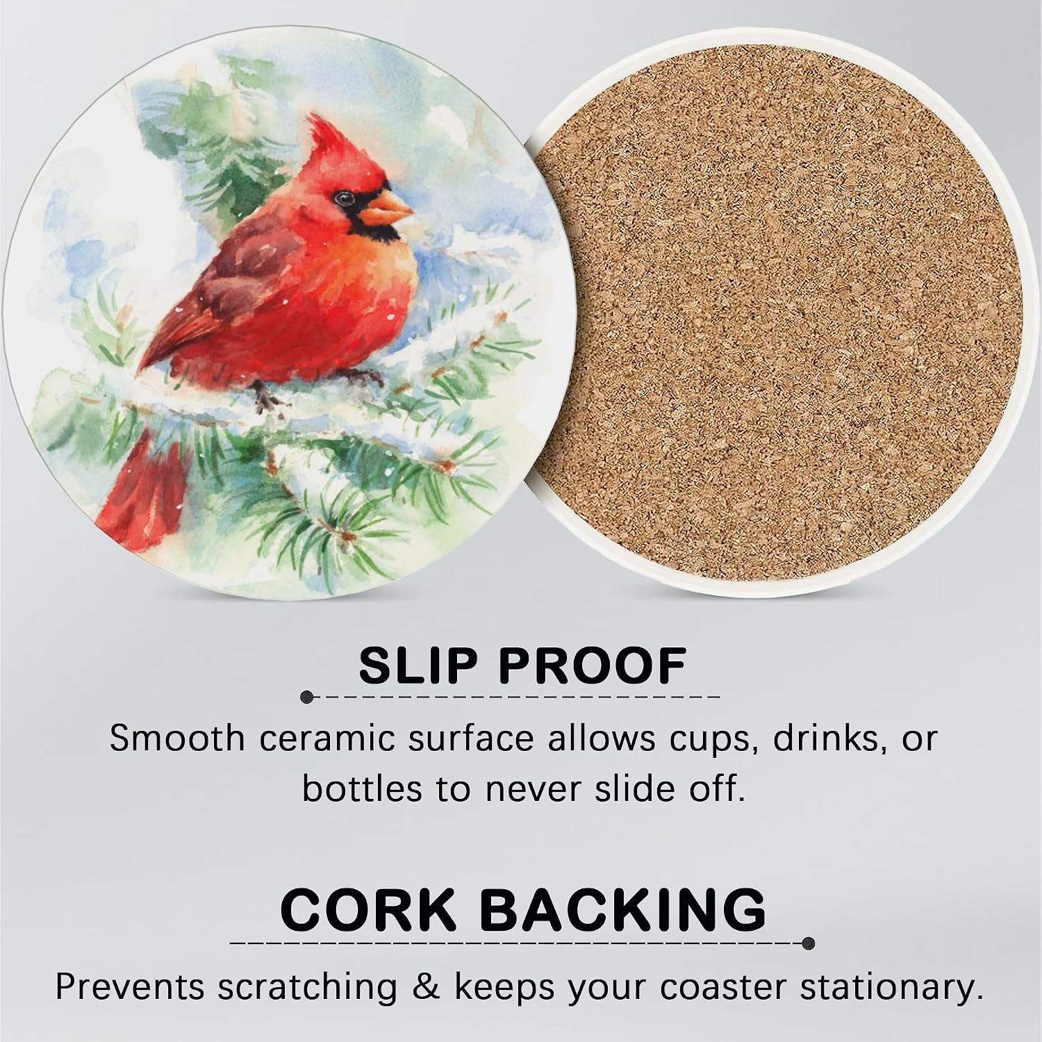 Holder / Coasters for Drinks Absorbent / Bird Cardinal
