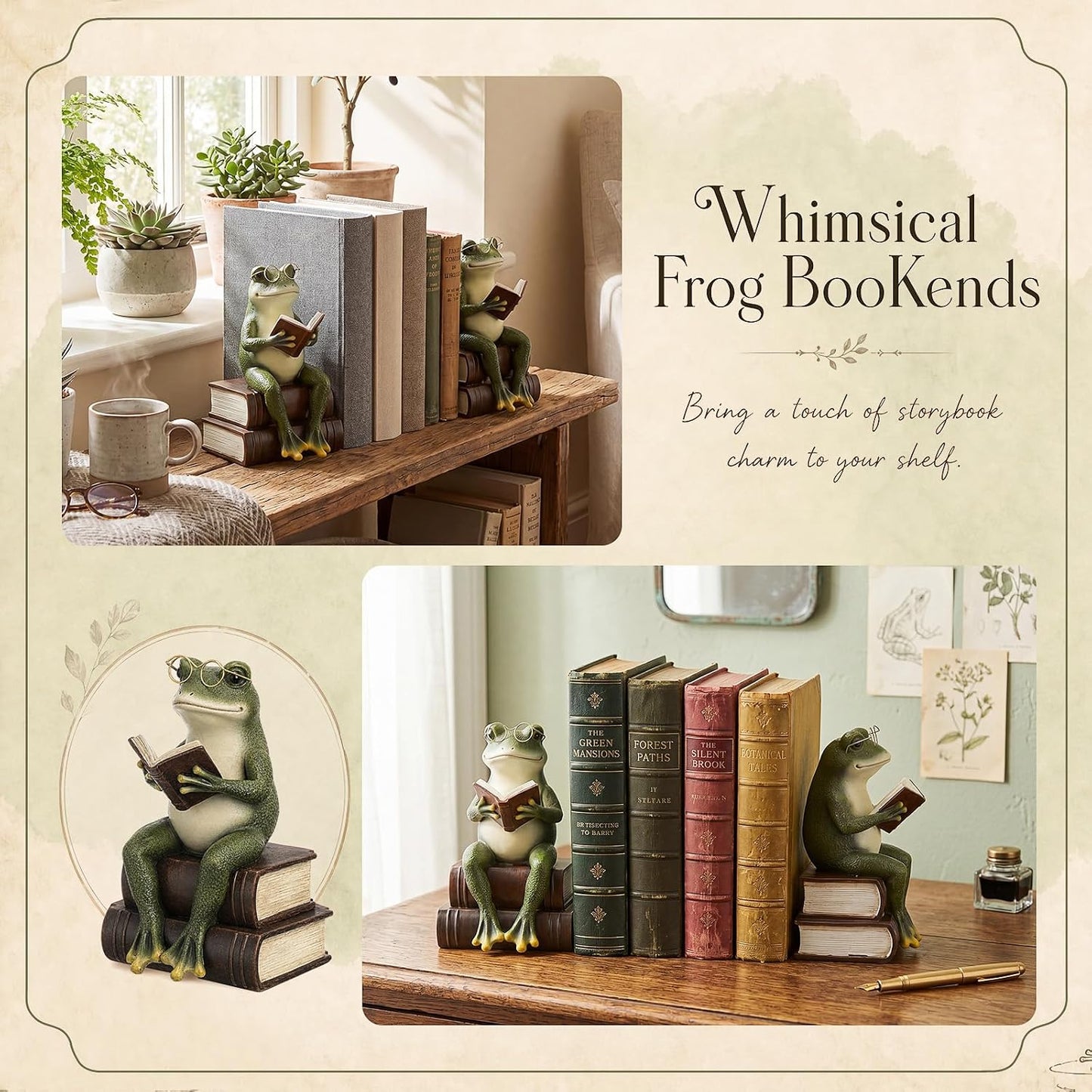 Frog Decorative Bookend 7.2'' Heavy Duty Book End Frog Book Stopper