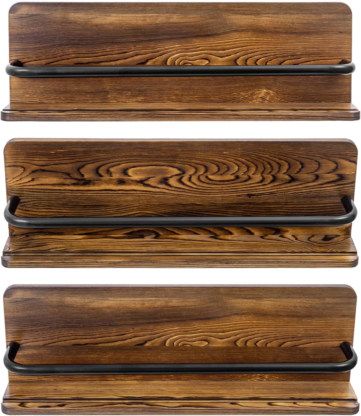 MyGift Plate Wall Hangers for Display, Set of 3 Wall Mounted Plate Rack for 6 to 10 Inch Plates, Decorative Wood Stand