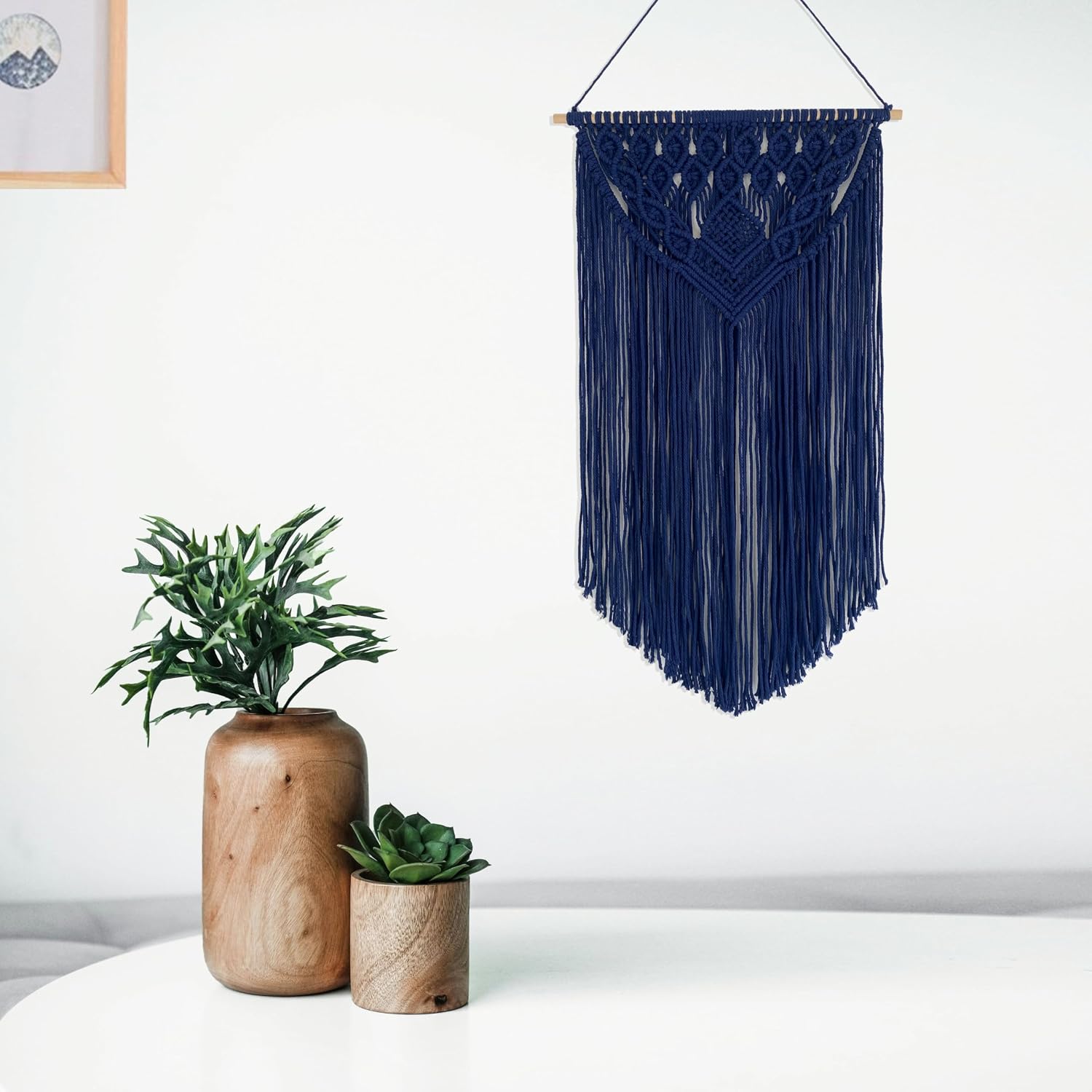 Macrame Wall Hanging Boho Woven Tapestry Home Decor / Navy