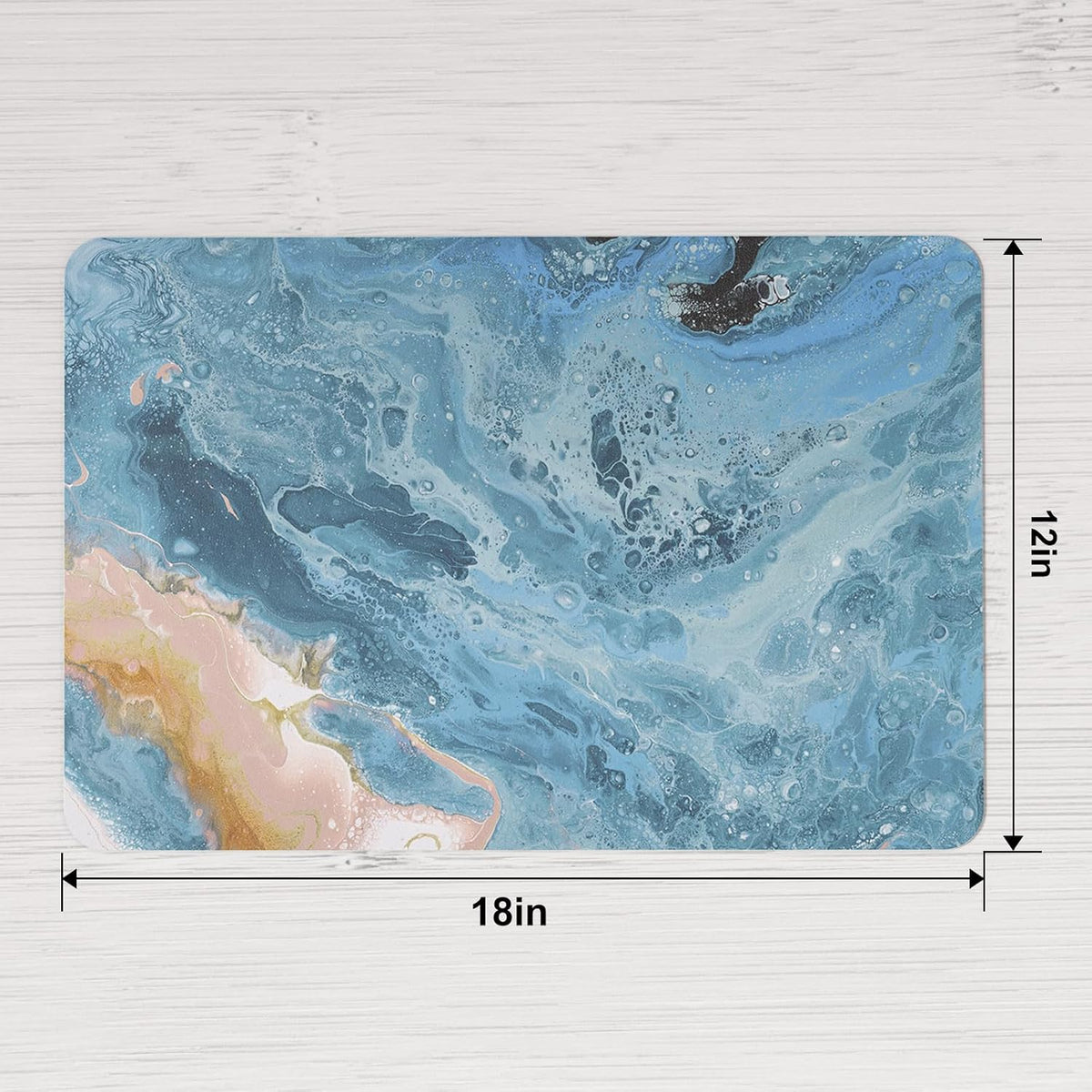 QIYI PU Leather Placemats Set of 6, 12"x18" Waterproof Table Mats, Seafoam | Faux Leather, Heat Resistant, Anti Slip