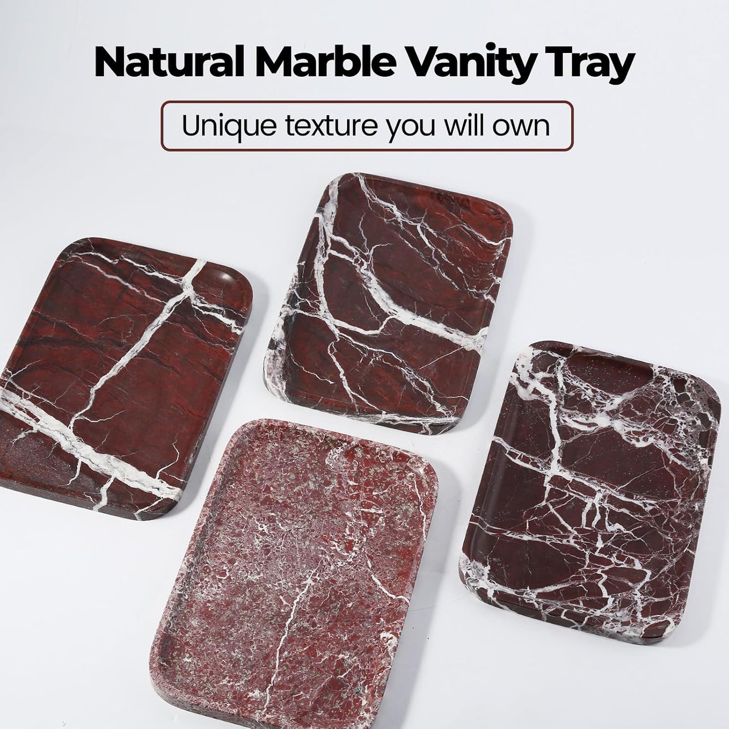 Marble Vanity Tray / Rose Red / 11.8 Inch