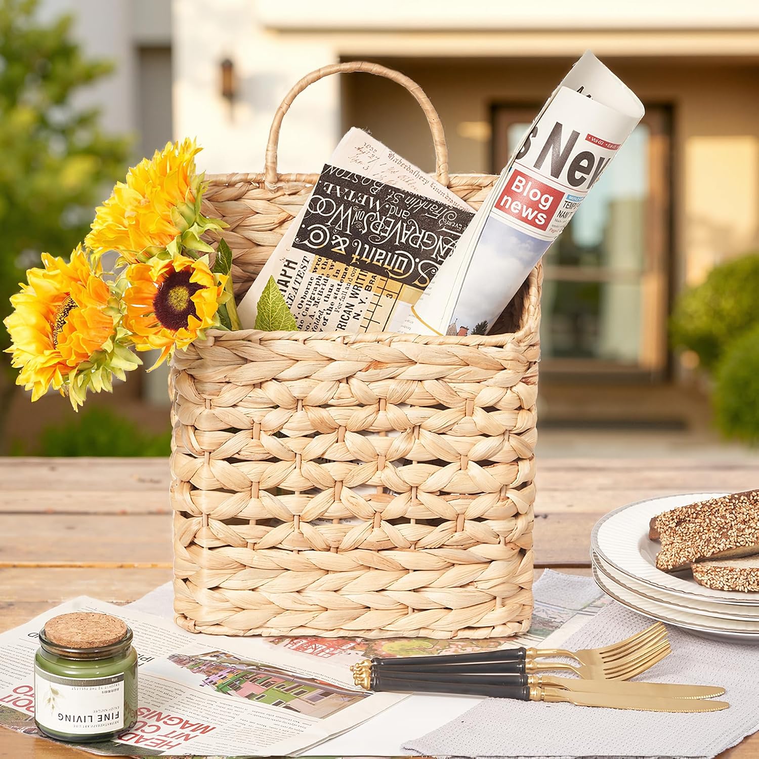 Outdoor Farmhouse Front Door Organizer for Plants Flowers Mail / Natural 11"H / Set of 11
