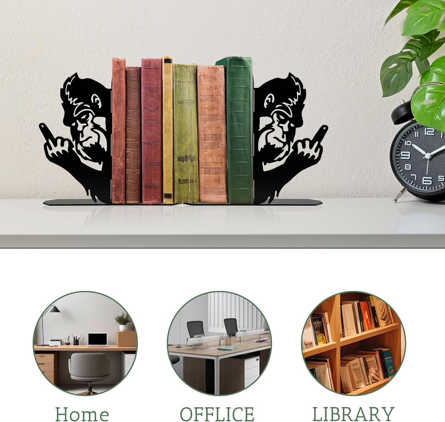 Peeping Bigfoot Metal Bookends Funny Sasquatch Book Ends