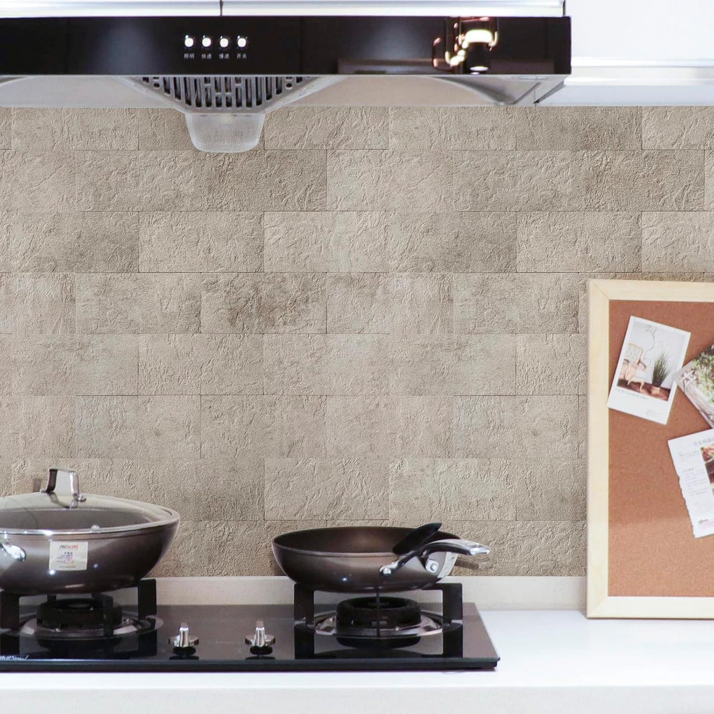 Stick on Stone Tile / Stone Beige / 11.3 x 13.5 / Set of 10