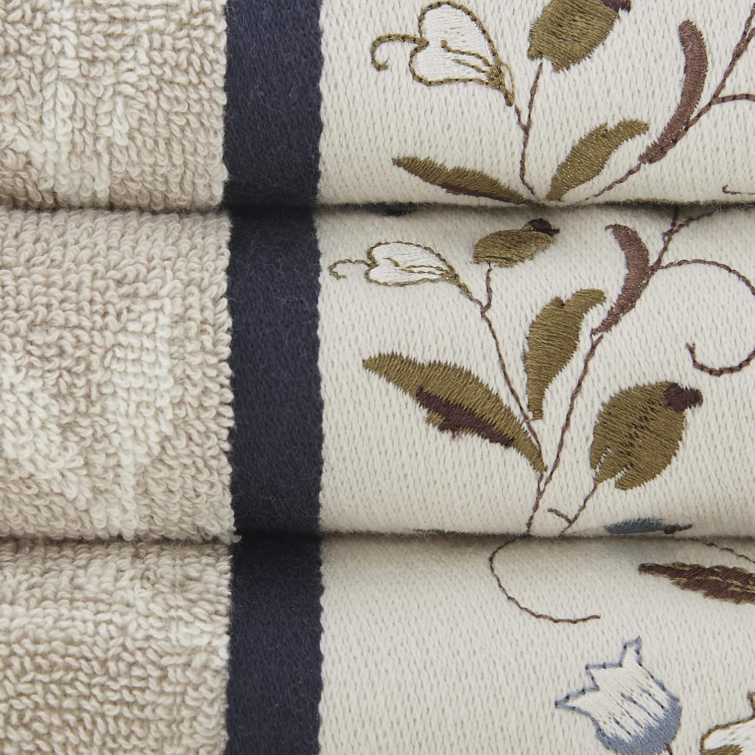 Madison Park Serene 100% Cotton Bath Towel Set Luxurious Floral Decorative Towels for Bathroom Embroidered Cotton