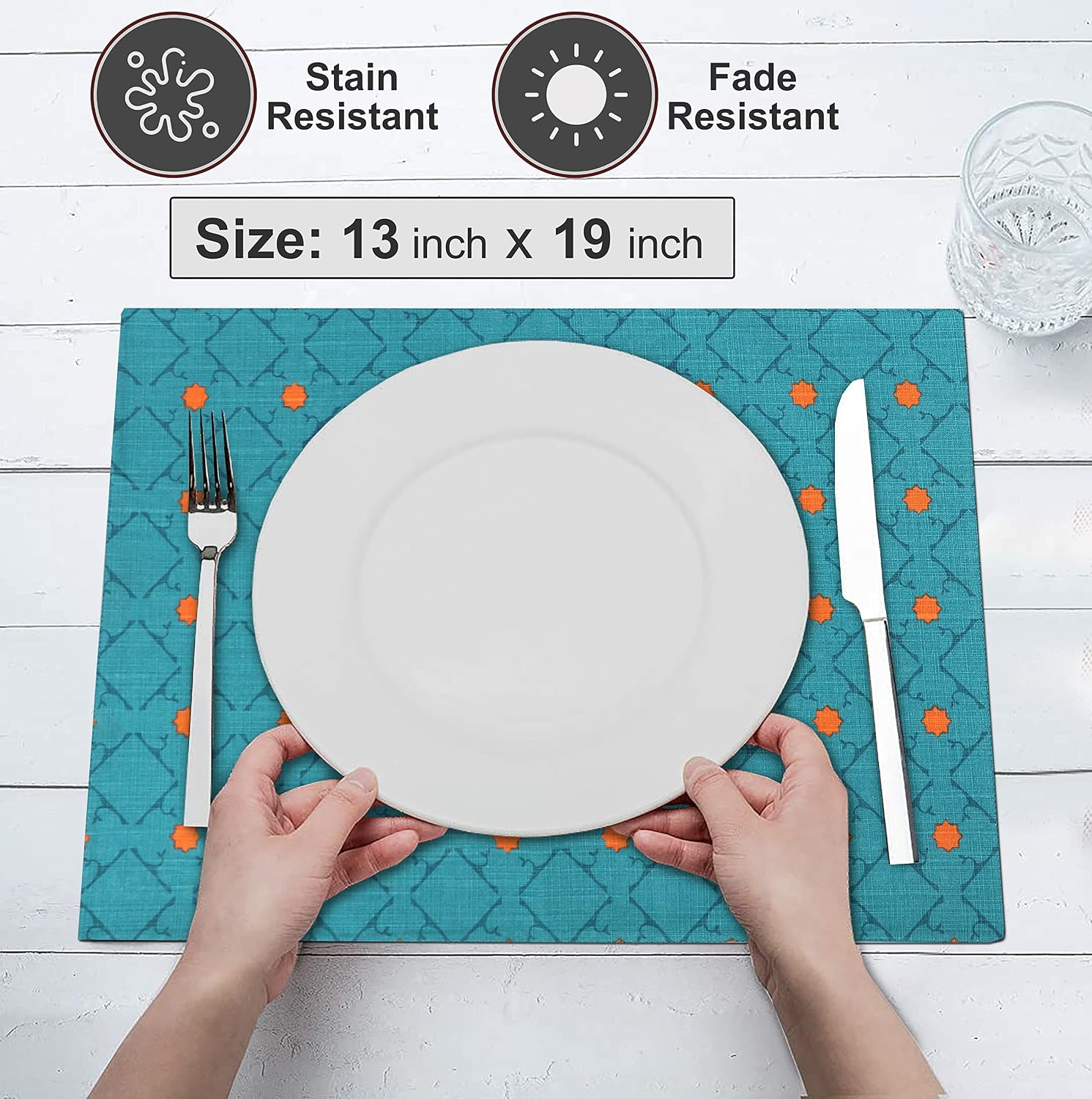 Ruvanti Placemats Set of 6, 100% Cotton Place Mats of 13"x19" – Combo | Heat, Stain resistant, Washable, Non-Slip