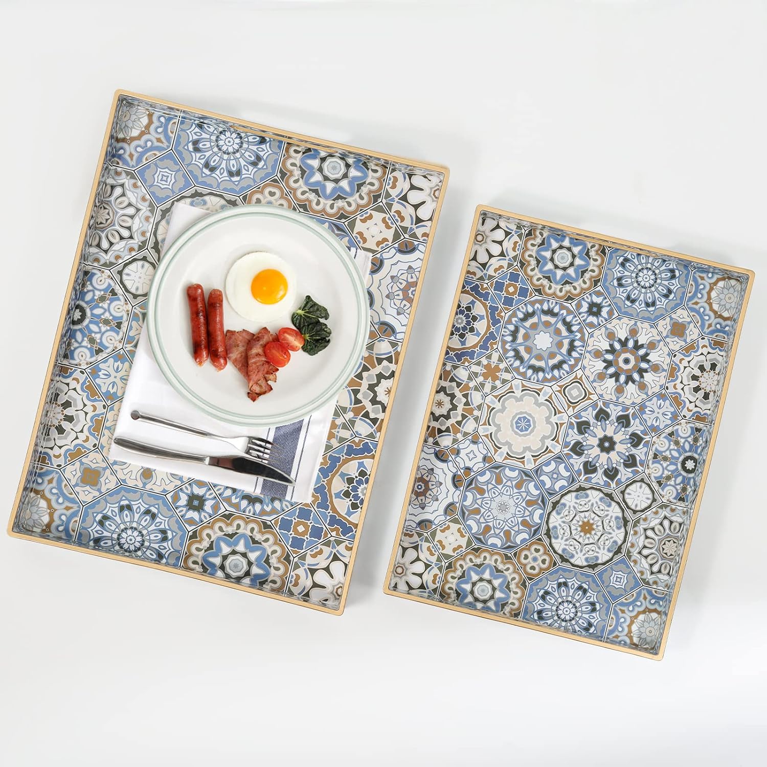 Serving Tray / 15.7 x 11.8 x 1.6 / Bohemian Blue / Set of 2