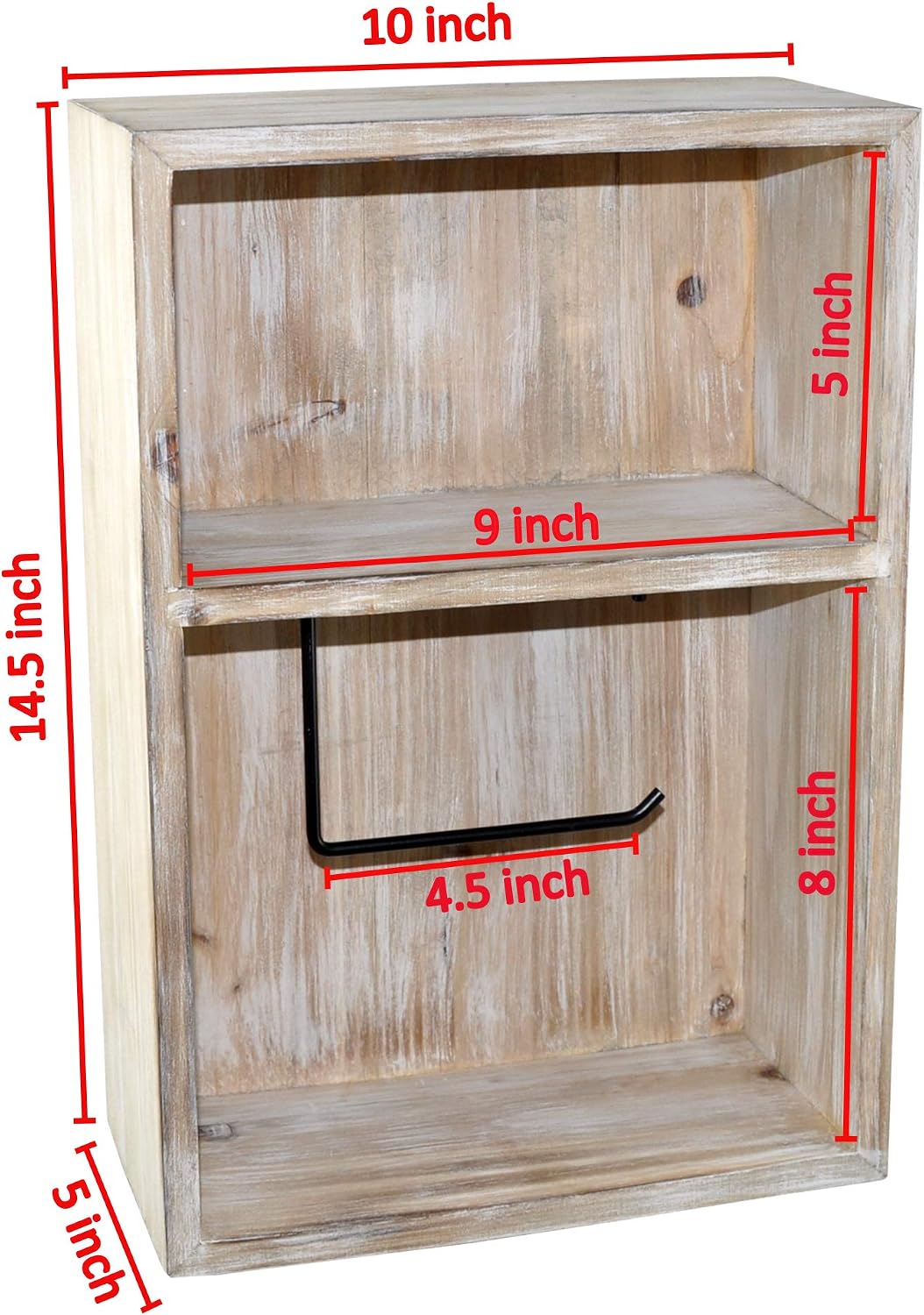Wall Mount Toilet Paper Holder, Decorative Tissue Paper Roll Dispenser Floating Shelf, Recessed Cubby Box Bracket