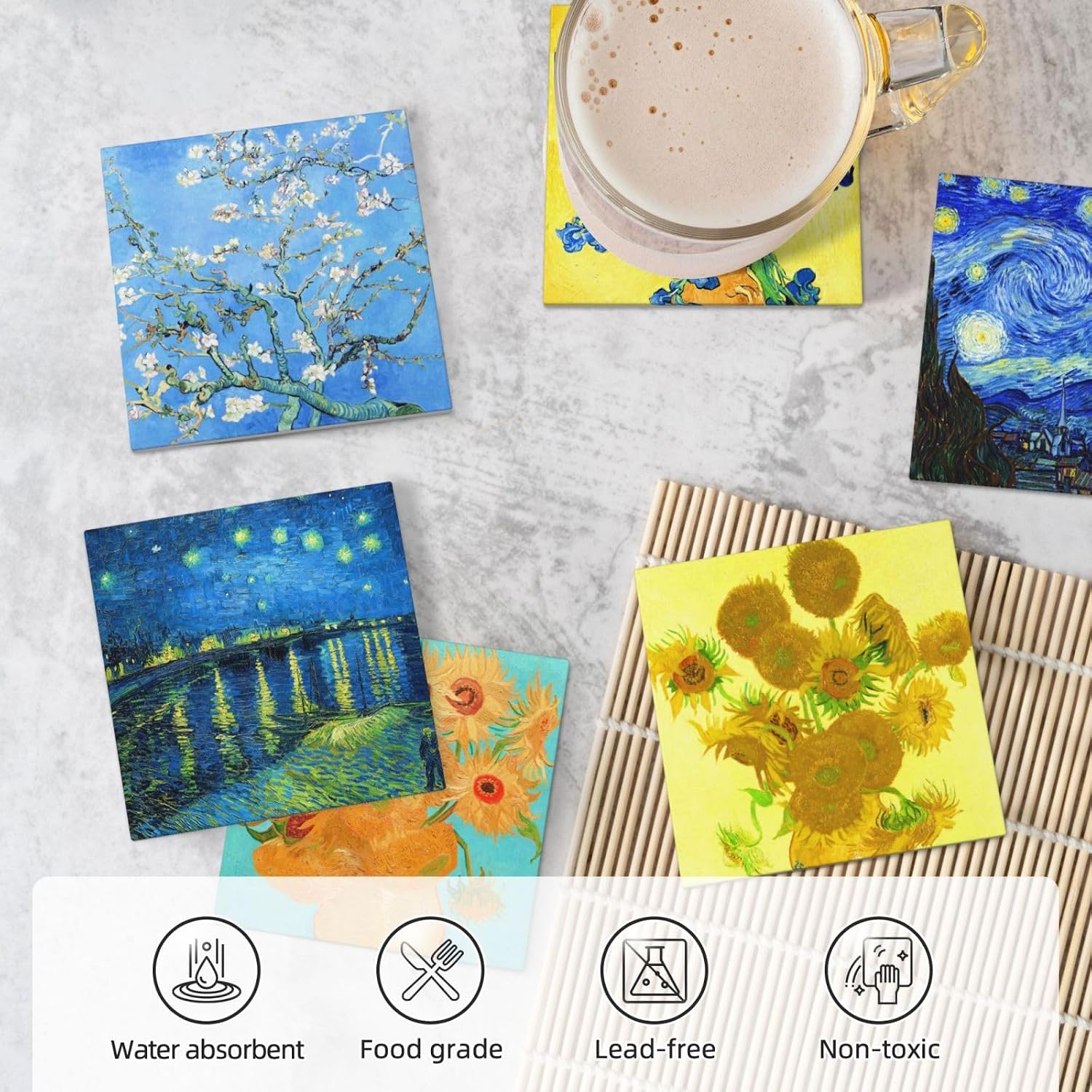 Cork Base and Metal / F07 - Van Gogh / Set of 6