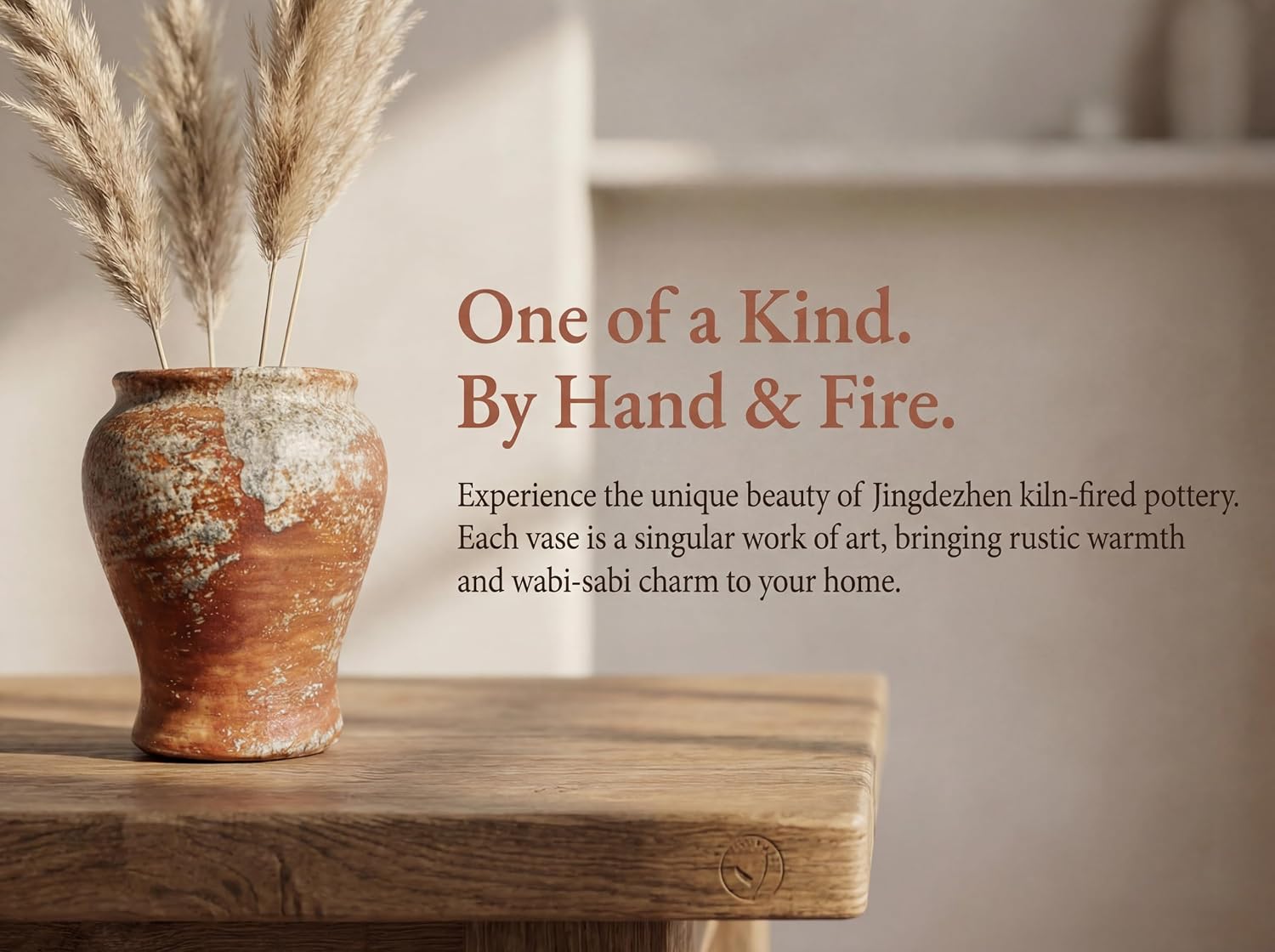 Rustic Ceramic Flower Vase / Brown7 / Brown