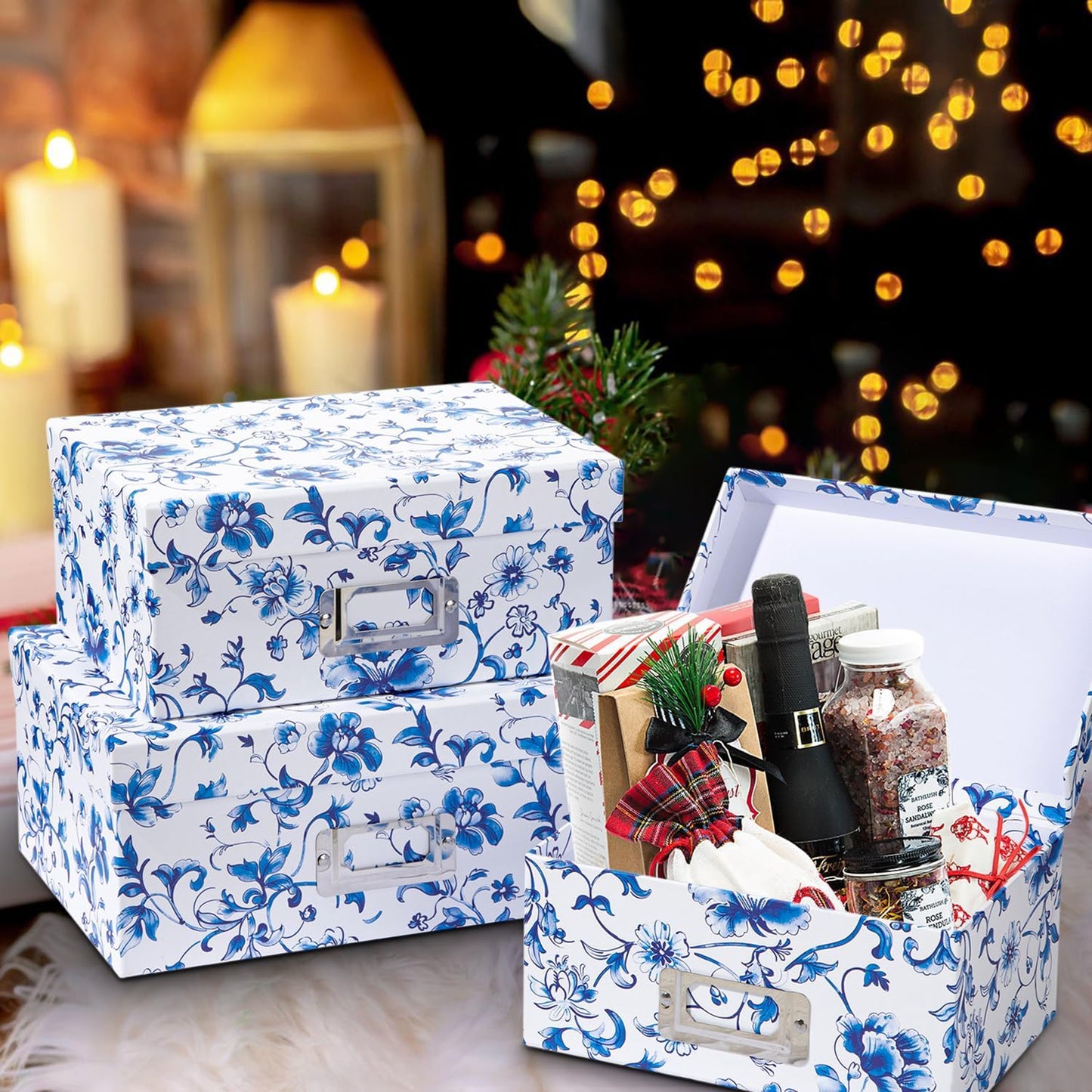 Blue and White Porcelain Storage Boxes / Blue and White70 / Set of 4