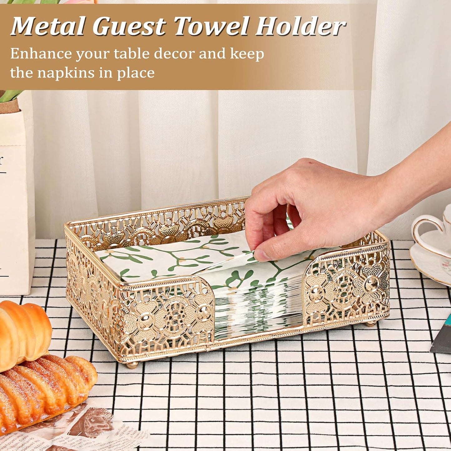 Vintage Paper Towels Napkin Holder / Gold / 9.3 x 5.6 / Inch/guest Towel