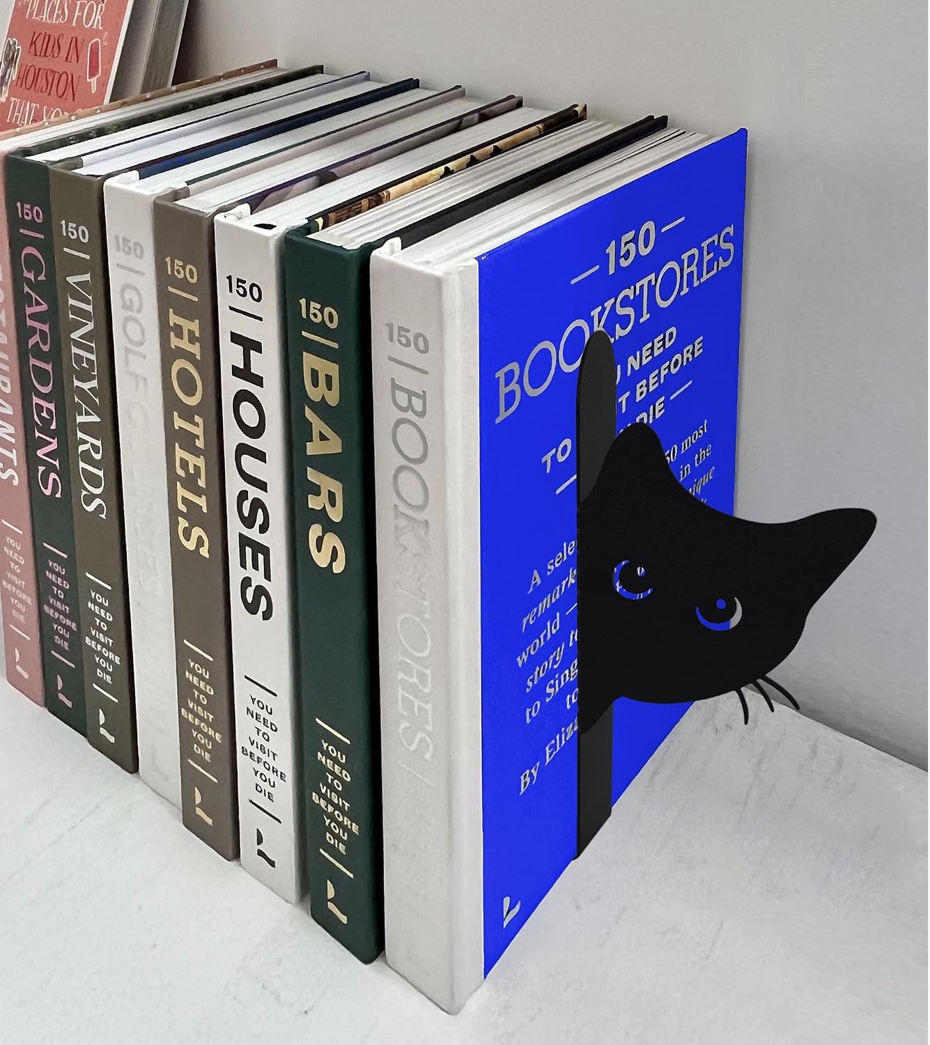 Bookends Metal Cat Book Ends / Cat-full Face / Black