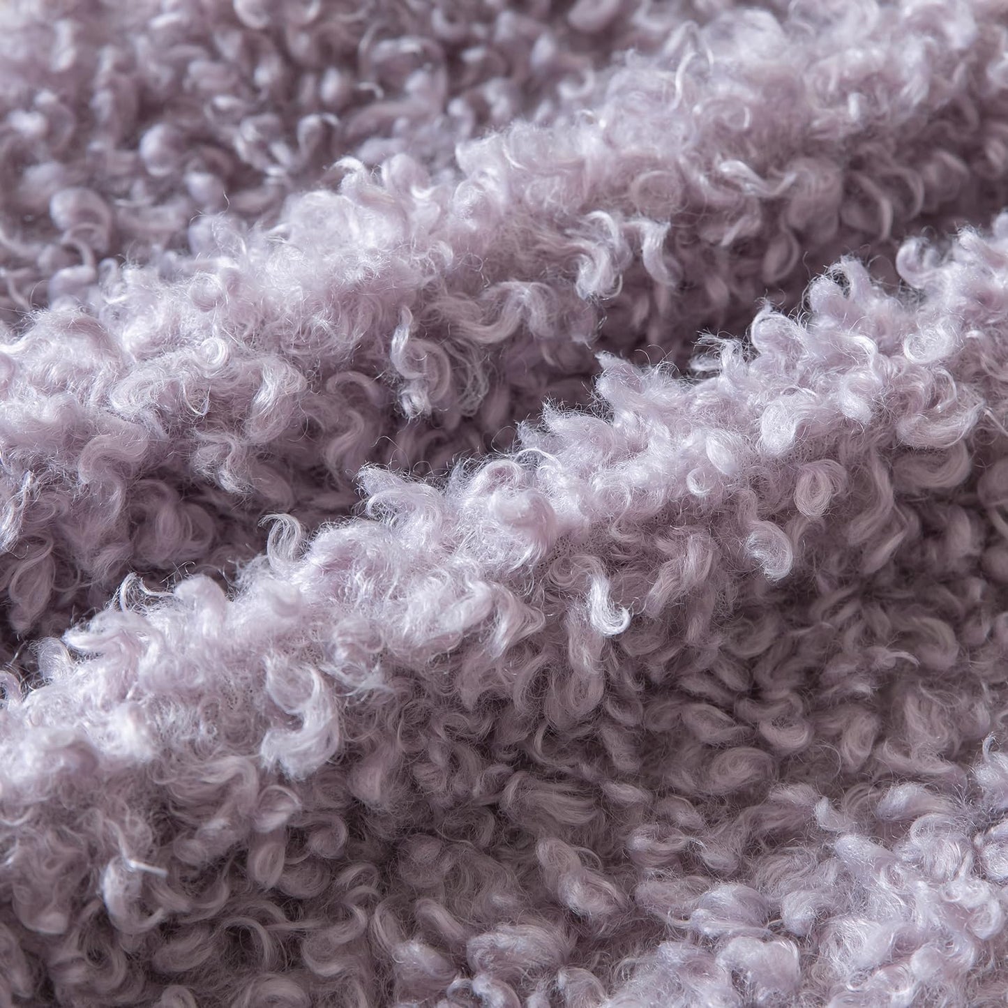 Faux Fur Throw Pillow Covers Boucle Decorative Sherpa Pillow / Light Purple / 18 x 18 / Set of 2