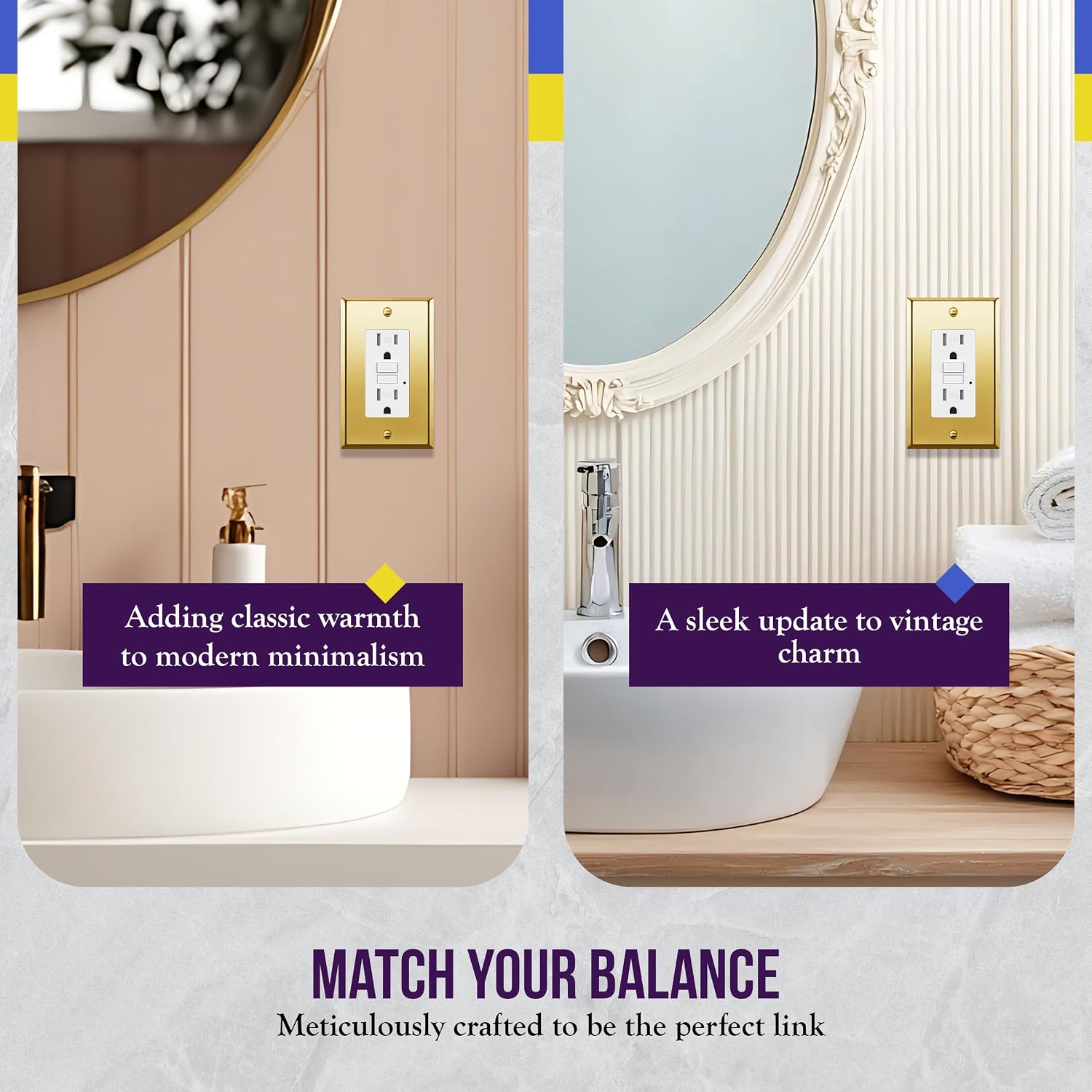 ENERLITES Decorator Switch Metal Wall Plate, Stainless Steel Outlet Cover, Corrosion Resistant, Size 1-Gang 4.50" x