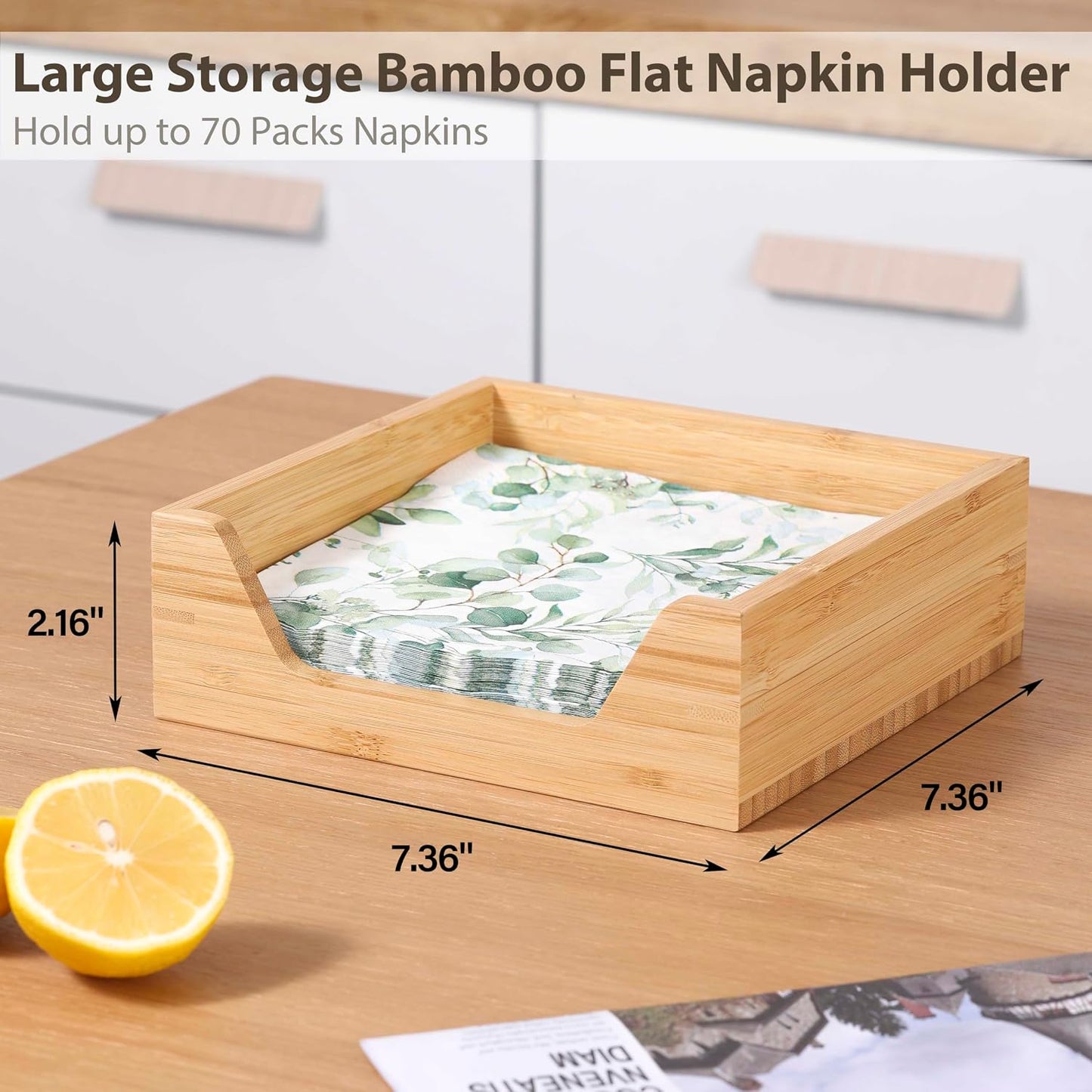 Napkin Holder / Bamboo Napkin Holder / 7.36 x 7.36 x 2.36