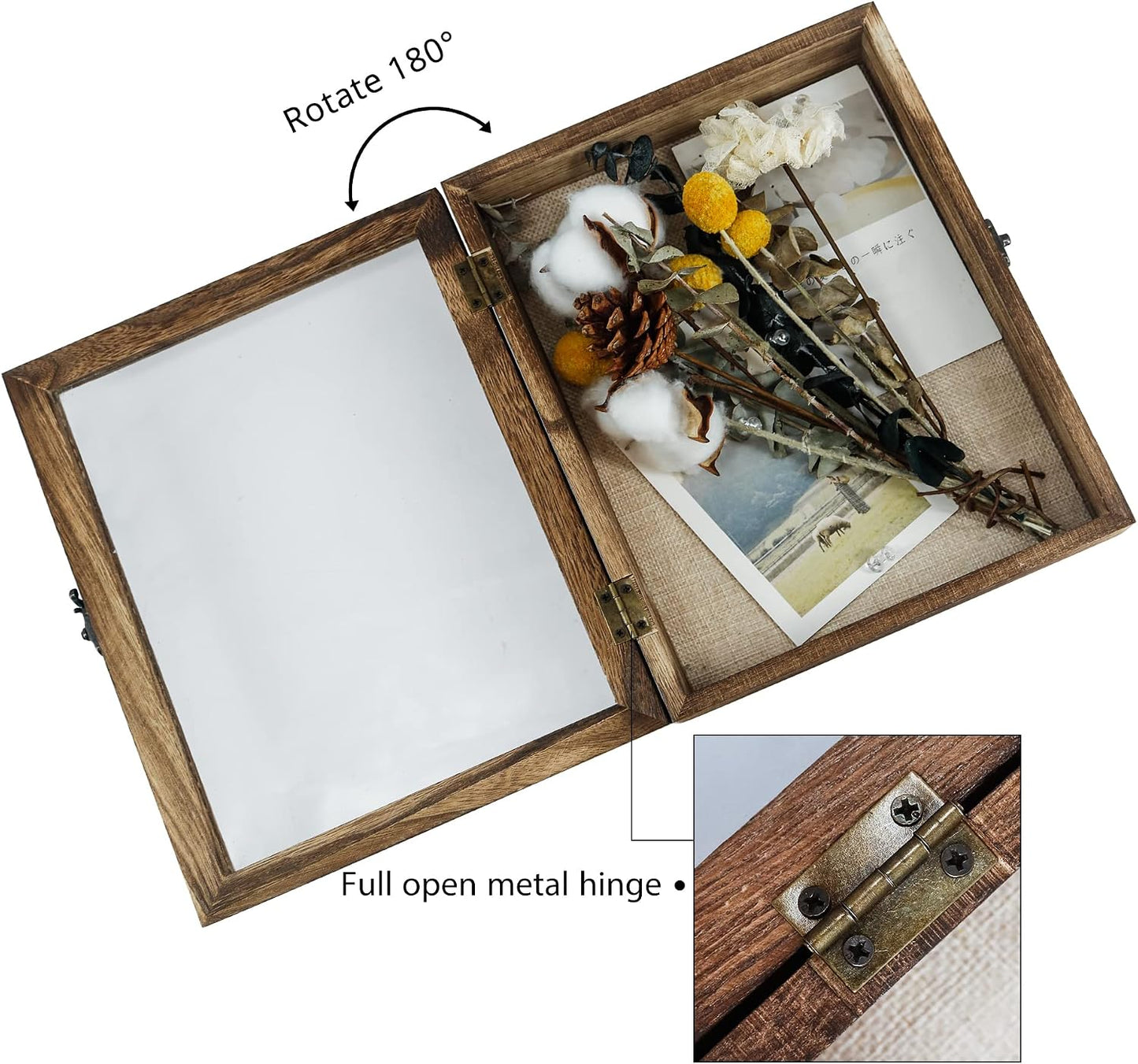 GraduationMall 8x10 Shadow Box Frame Solid Wood Glass Door Display Case with Linen Back and 6 Stick Pins,1.5 inches