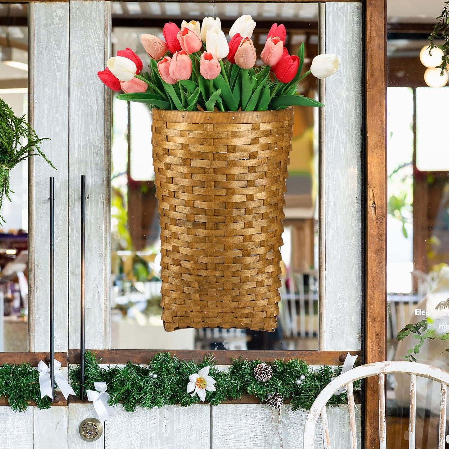 Front Door Basket Woven Wall Hanging Basket Hanging Storage Decor Farmhouse Decor / 15.5 x 10 x 7.5