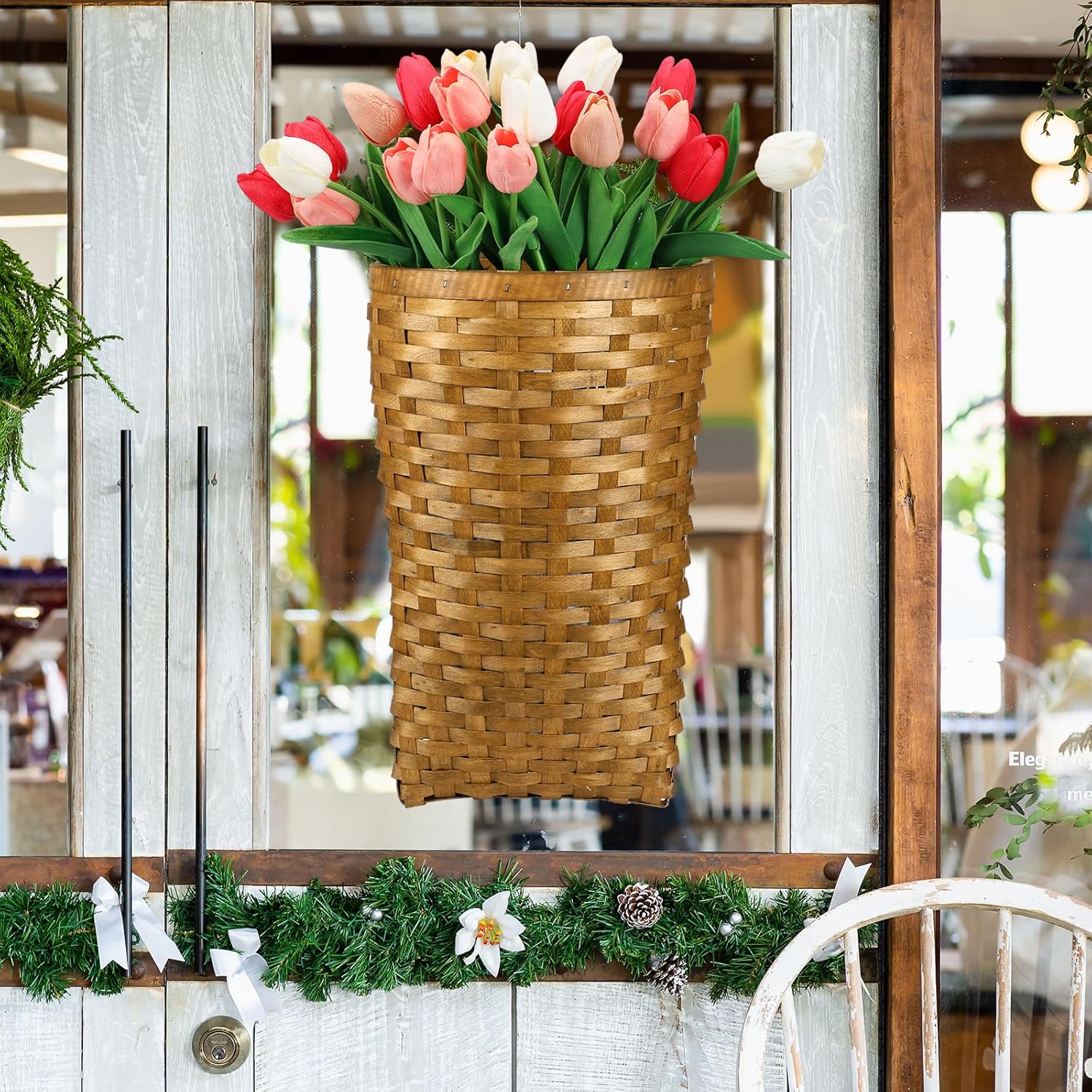 Front Door Basket Woven Wall Hanging Basket Hanging Storage Decor Farmhouse Decor / 15.5 x 10 x 7.5