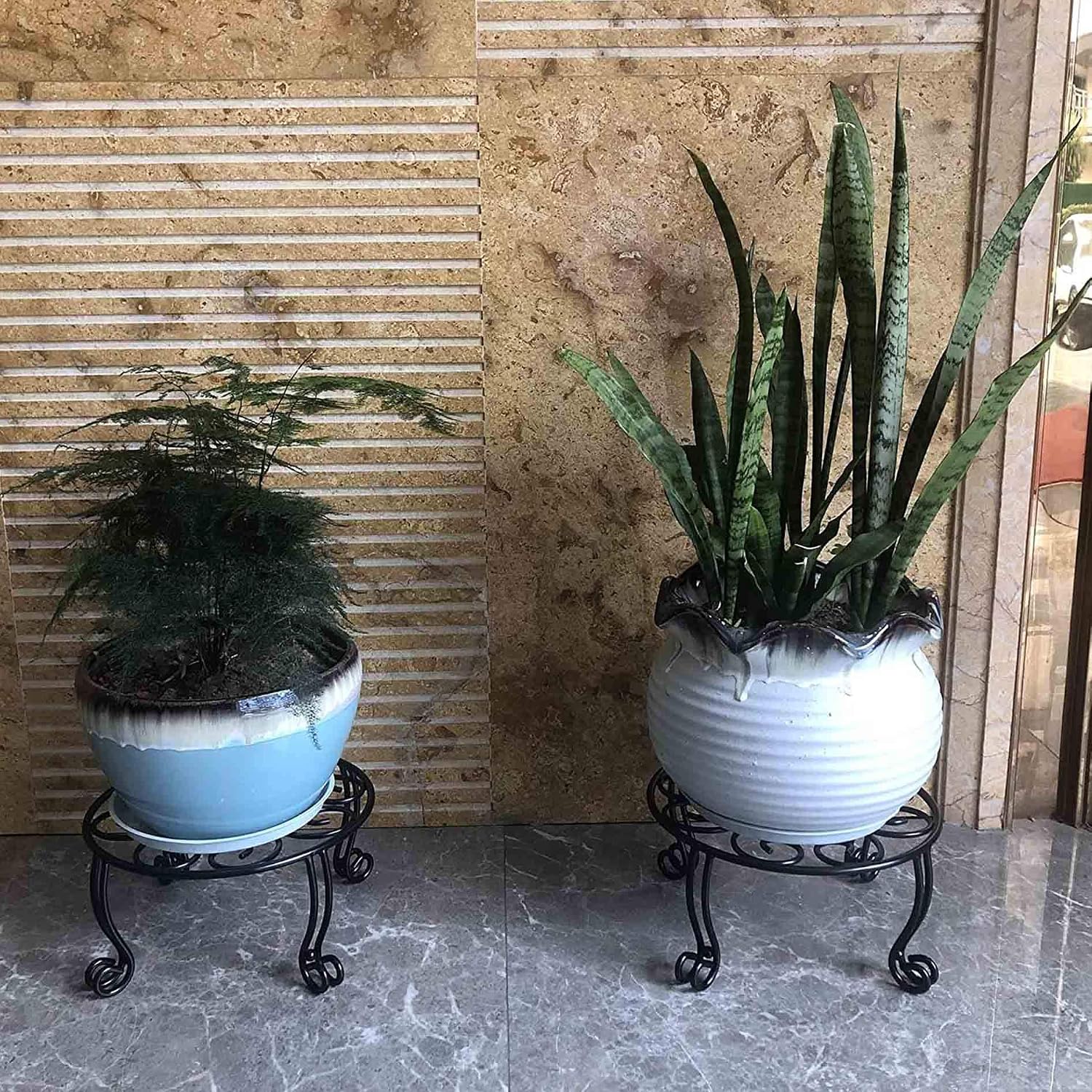 Metal Outdoor Plant Stand 11.8IN Diameter Heavy Duty Plant Pot Stands for Indoor Round Flower Pot Support Rack Set of