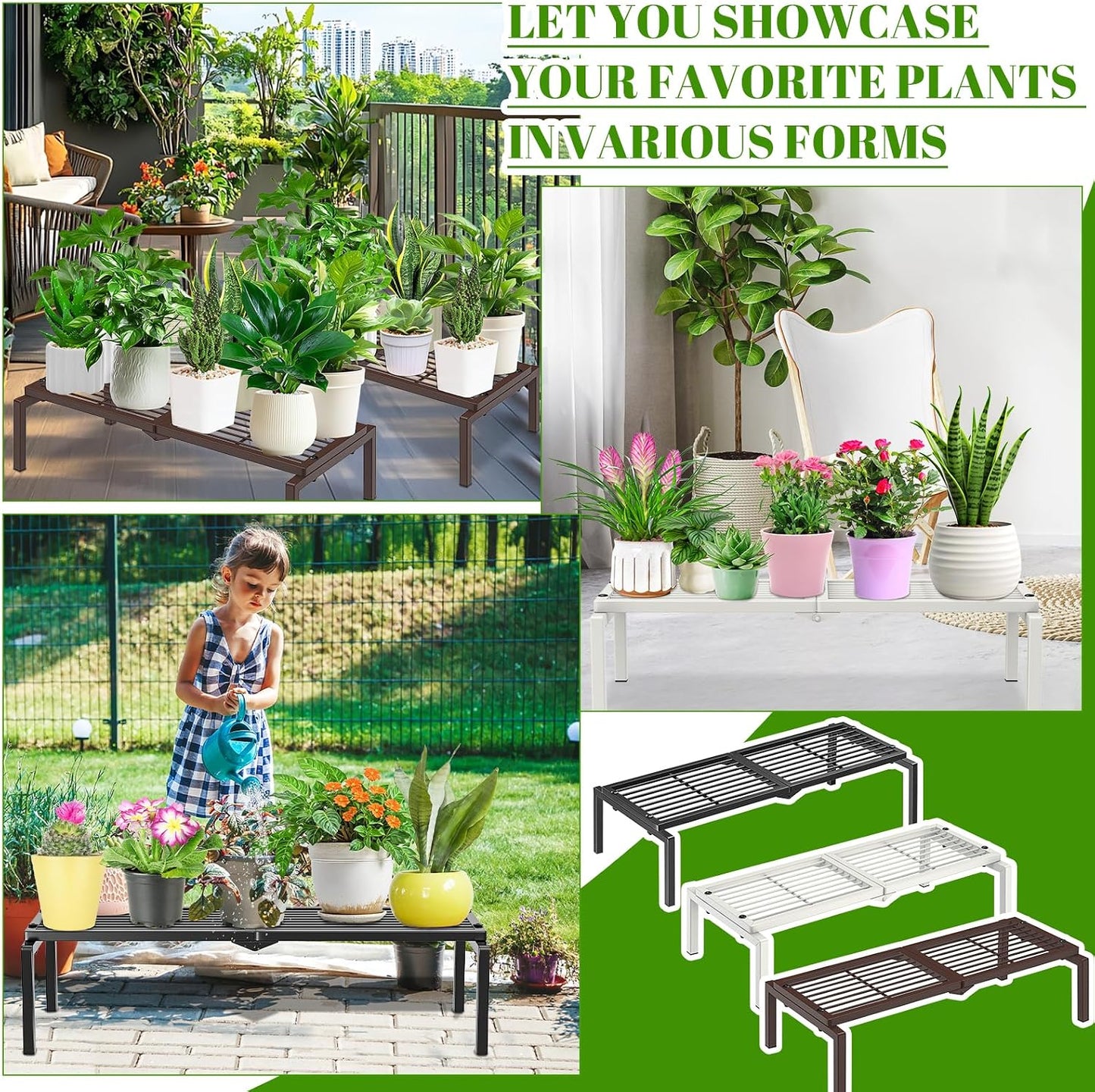 1 Tier Metal Plant Stand Indoor Outdoor, Potted Multiple Flower Pot Holder Rack Plant Shelf, Heavy Duty Planter Display
