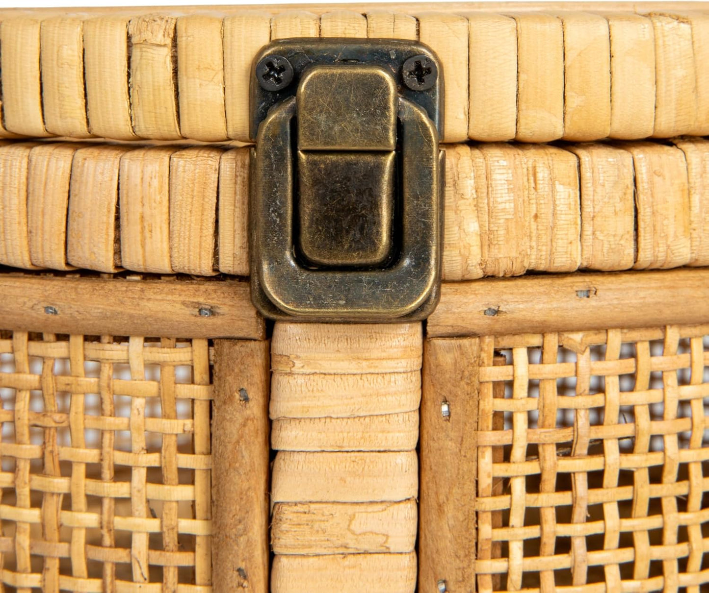 Rattan and Bamboo Nestable Round Storage / Natural / Set of 2