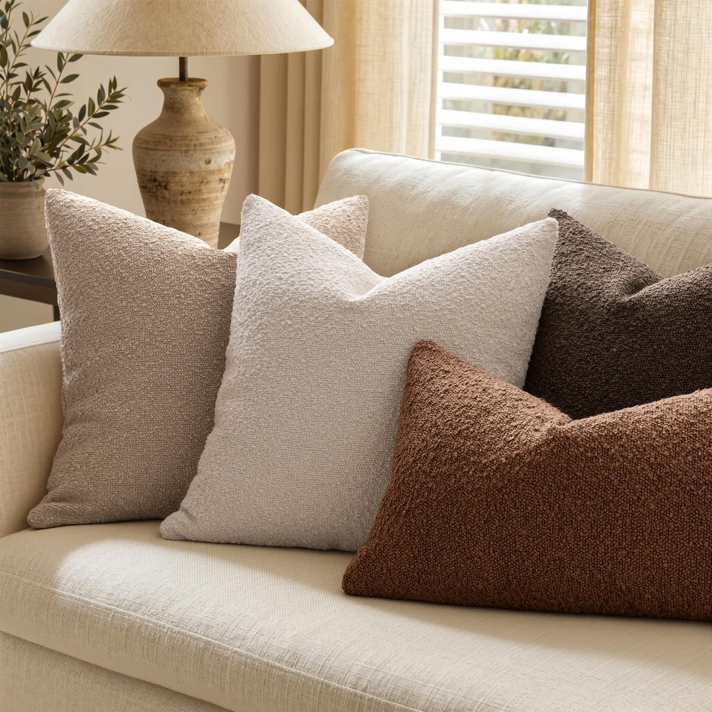 Decorative Pillow Covers / 18 x 18 / Camel / Set of 2