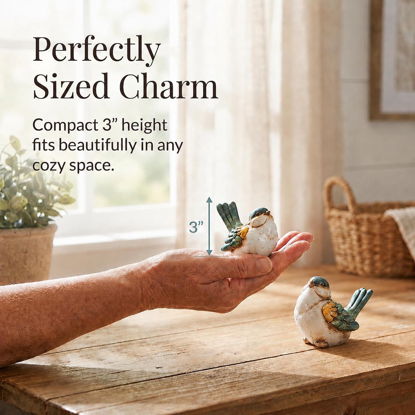Rustic Farmhouse Style Songbird Statues / Set of 2