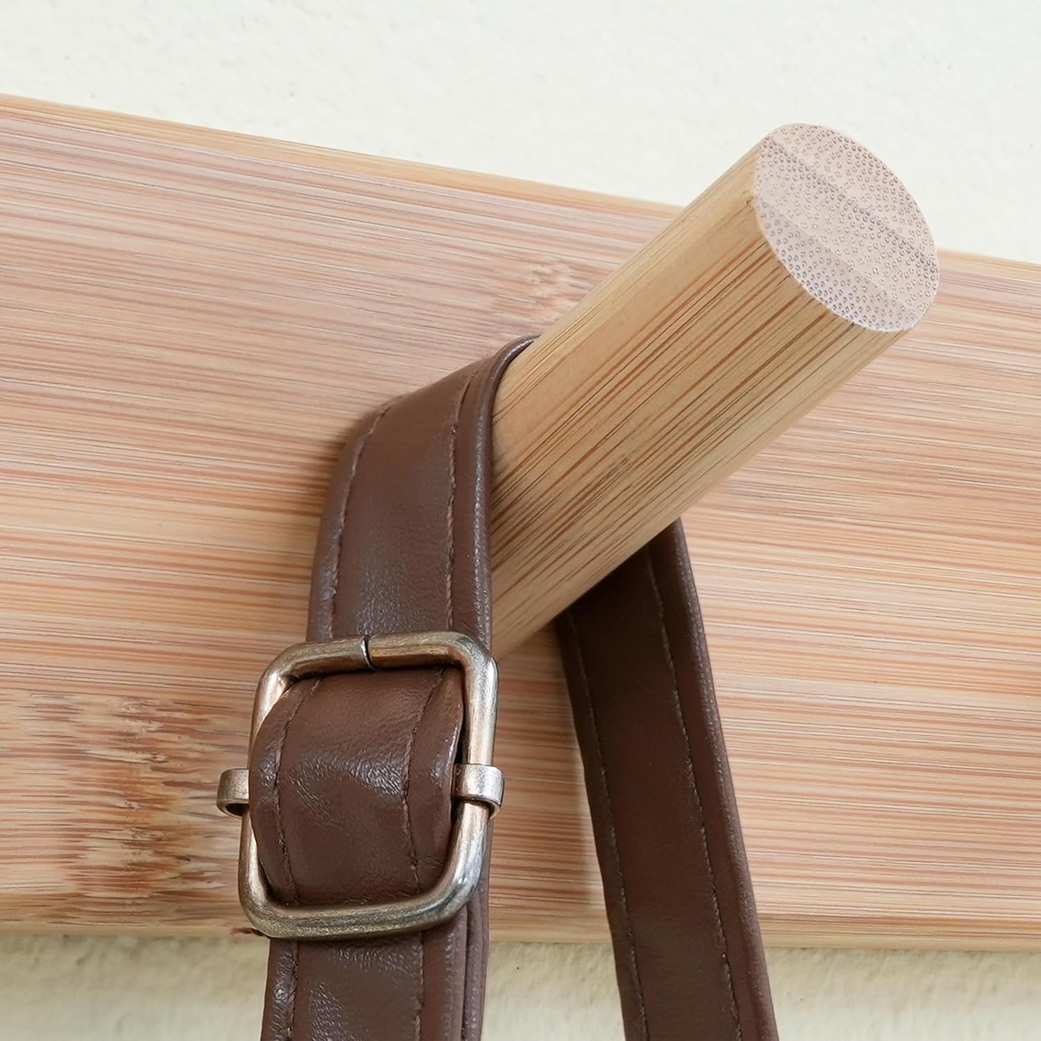 SKOLOO Wall Mounted Coat Rack 38", 10 Hooks, Bamboo, Shaker Style, Natural | Wood wall hooks, painted finish, 100-lb