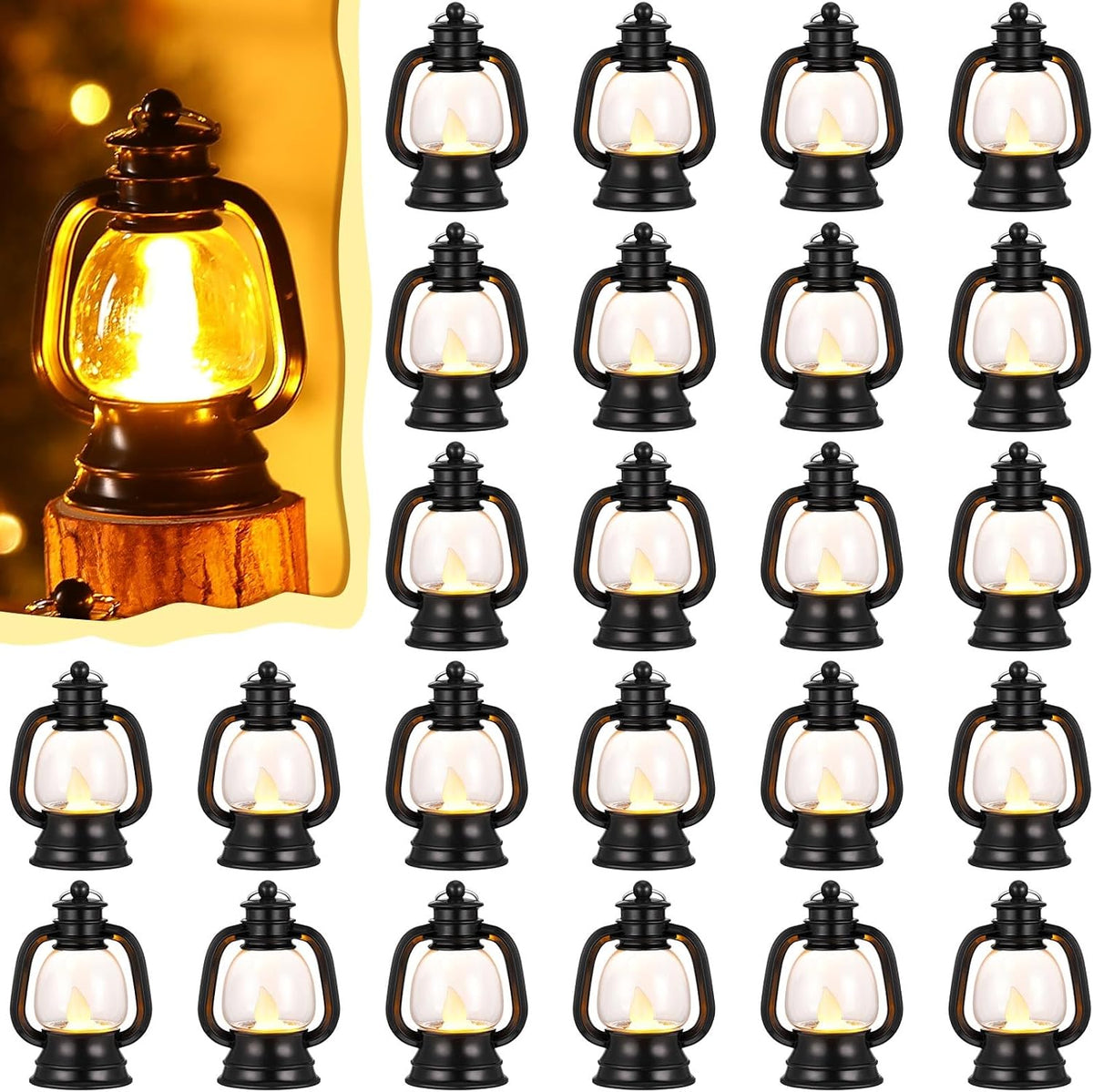 Ferraycle 48 Pcs Mini Lanterns Bulk 4 Inch Black Lamp Table Centerpieces