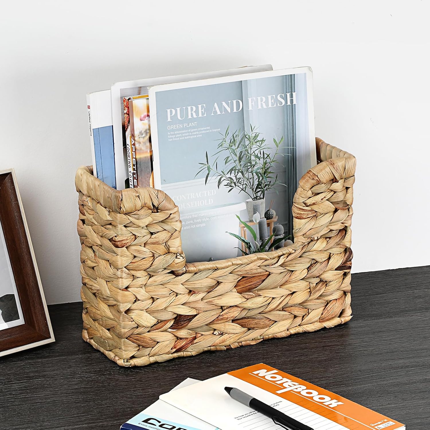 Woven Hanging Magazine Holder / Water Hyacinth