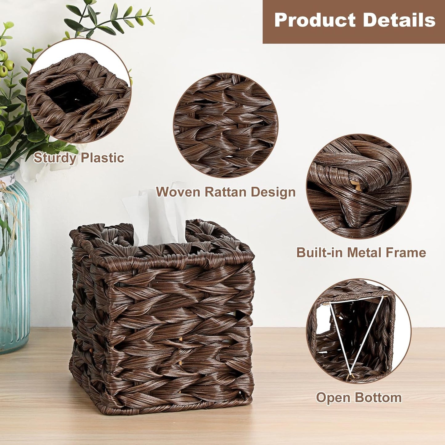 Wicker Tissue Box Cover / Coffee
