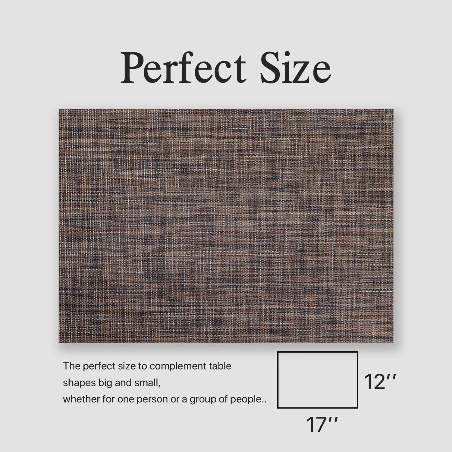 Placemats Set of 12 - Easy Clean Woven Vinyl Placemats for Dining Table, Indoor/Outdoor Place Mats, Washable PVC Table