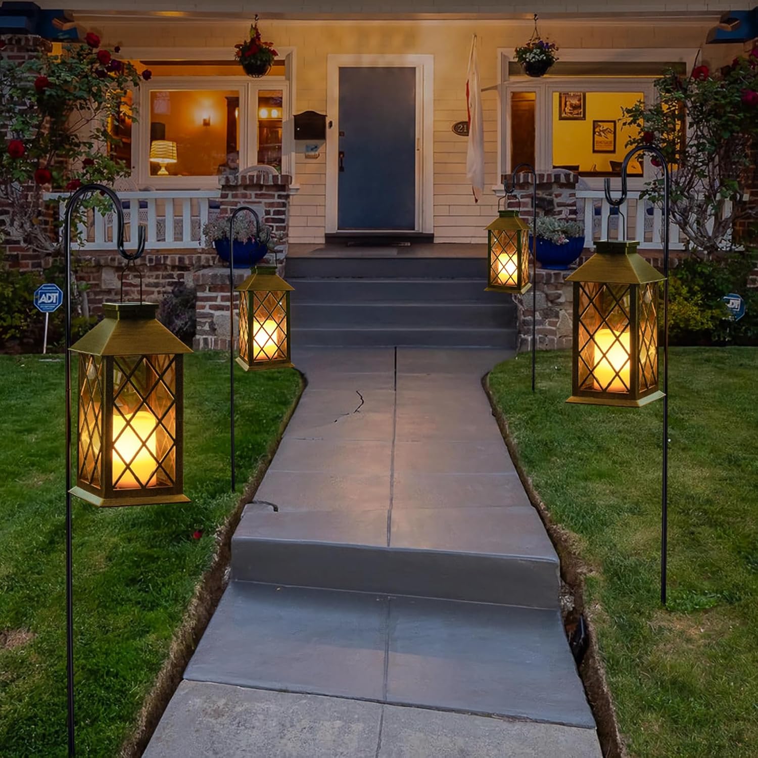 14" Solar Lanterns Outdoor Waterproof Garden Lanterns Flameless Candle Mission Lights for Table,Outdoor,Party Mothers