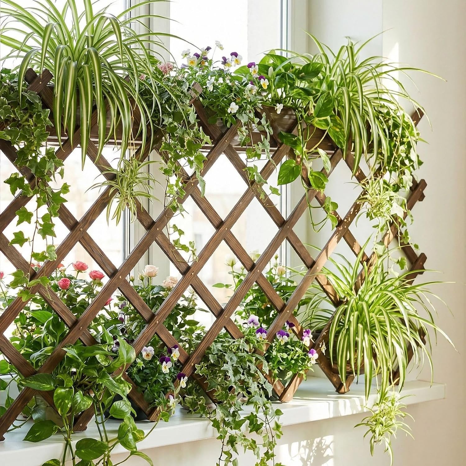 Expandable Garden Trellis, 38" x 89" Trellis for Climbing Plants Outdoor, Wooden Lattice Fence Wall Panel Lattice