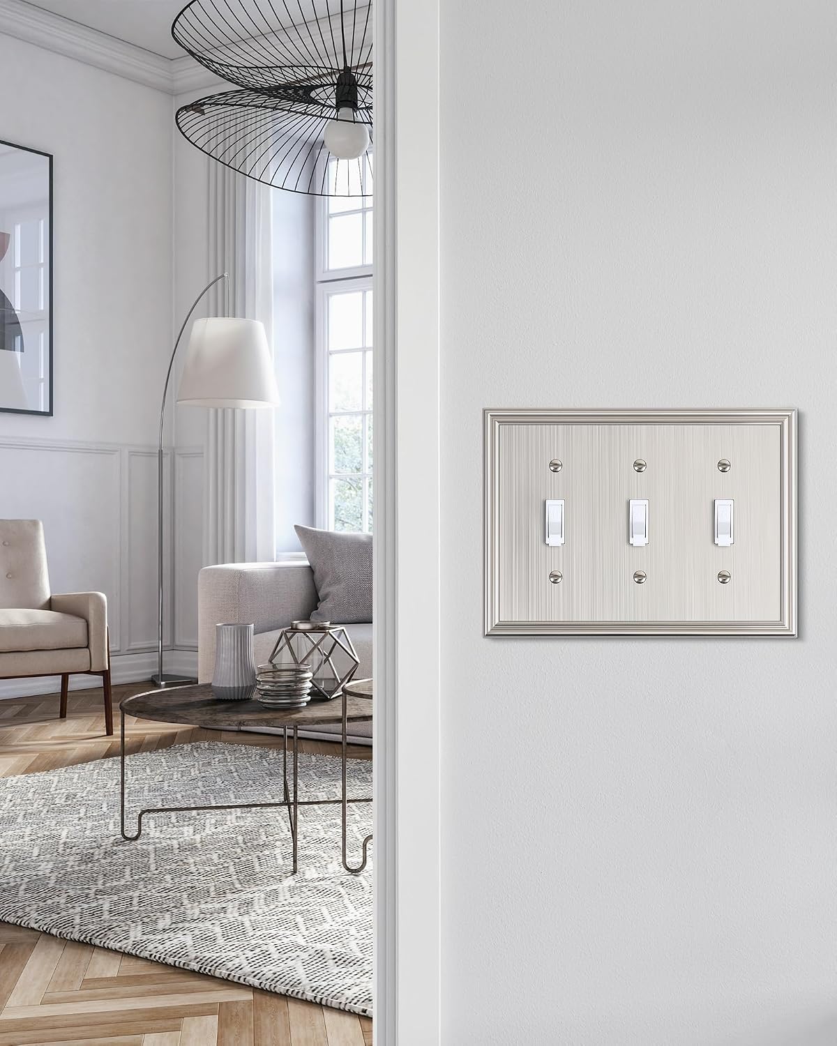 2-Pack Zinc Alloy Triple Toggle Light Switch Cover Plate, Solid Wall Plate | Decorative Zinc Alloy Decorative Switch